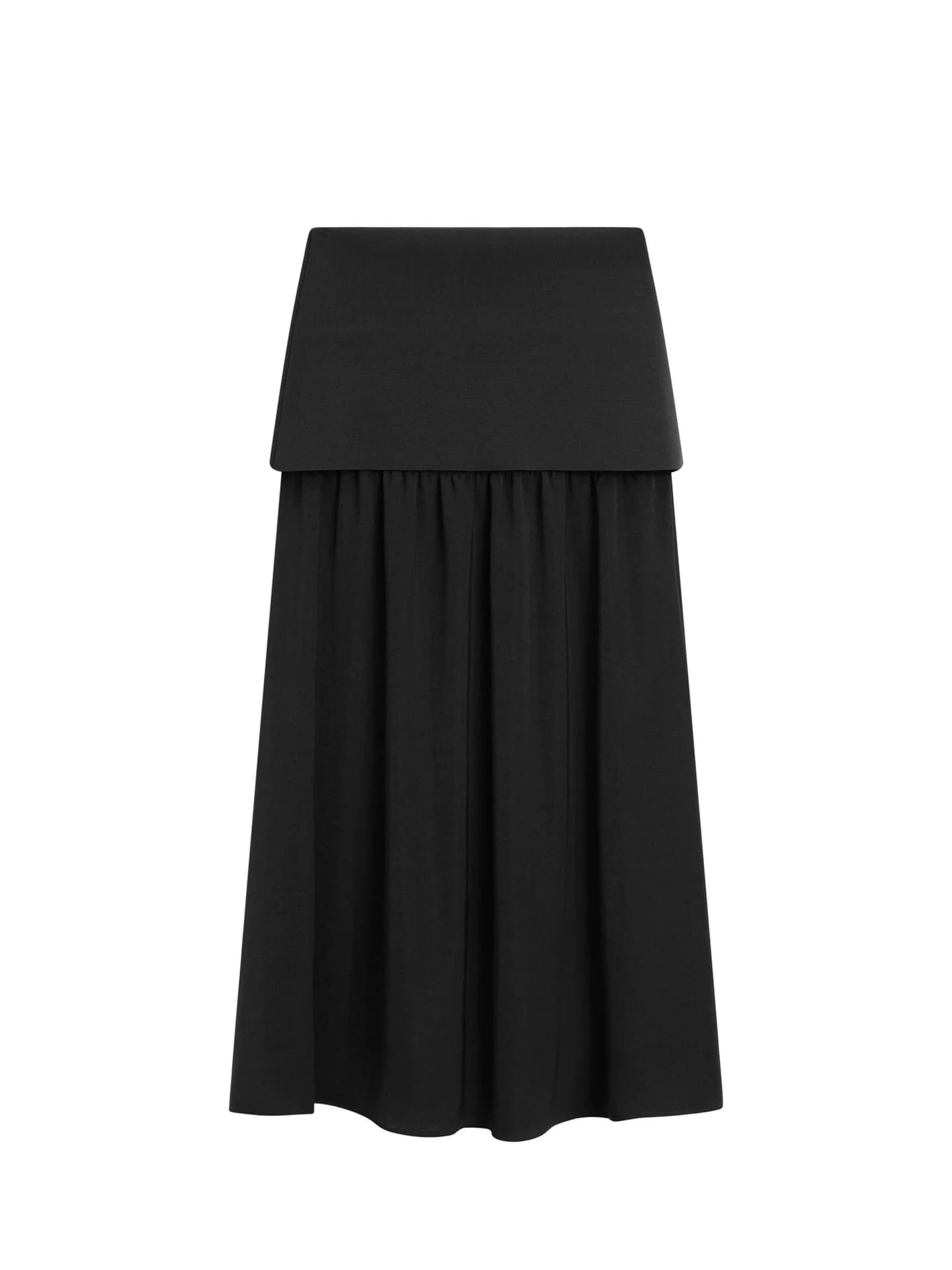 Свободная юбка миди из комбинированной ткани - фото 7