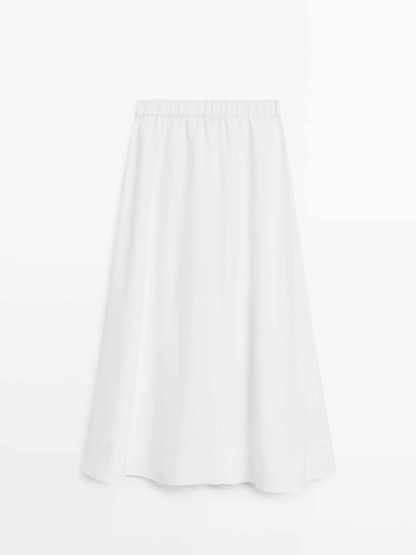 Свободная юбка средней длины на резинке. - фото 10