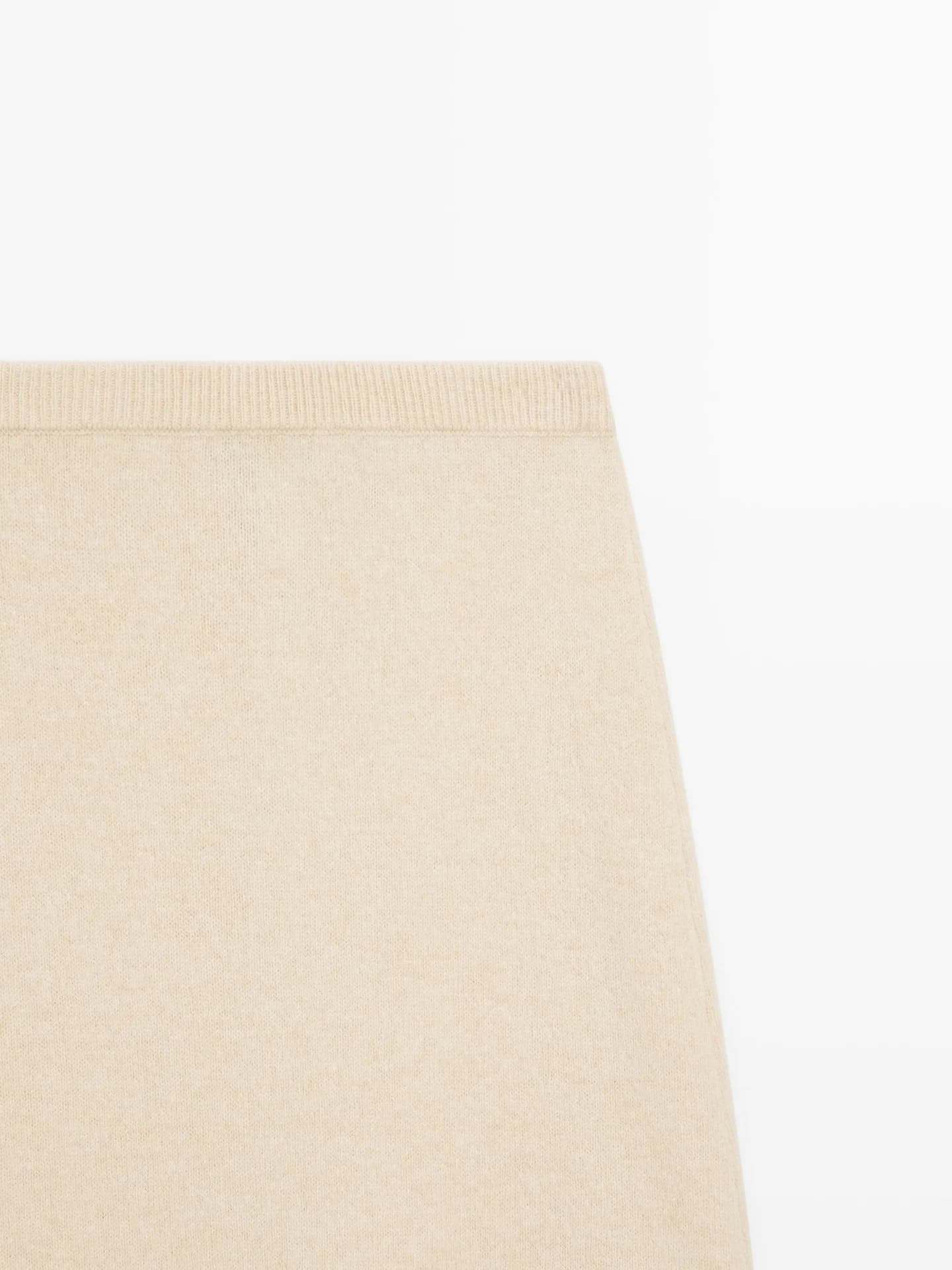 Трикотажная юбка средней длины из шерсти и шерсти альпаки. - фото 9