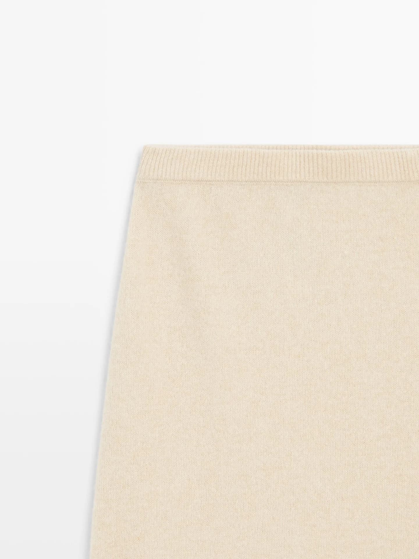 Трикотажная юбка средней длины из шерсти и шерсти альпаки. - фото 10