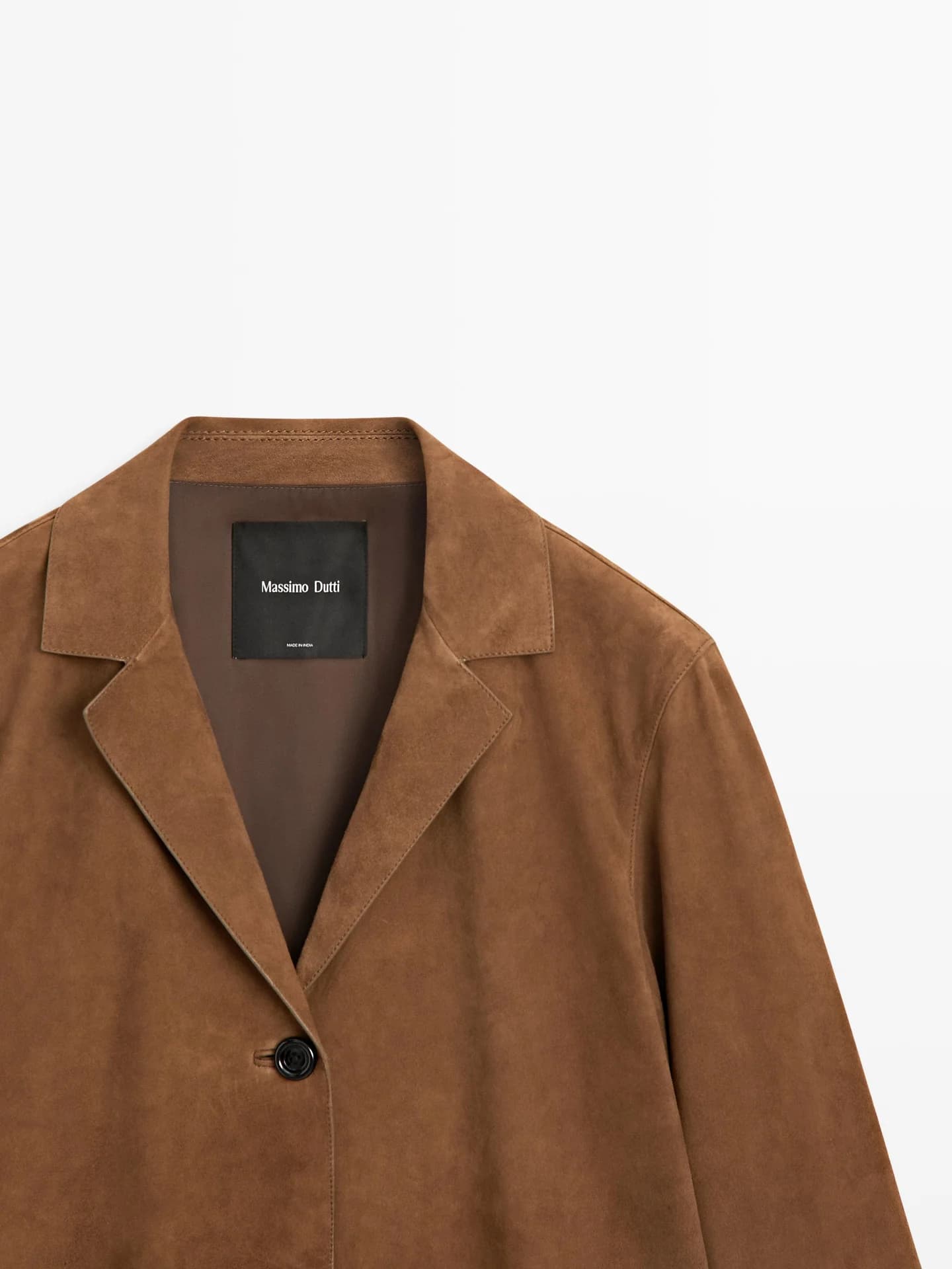 Куртка с лацканами из кожи и замши - фото 6