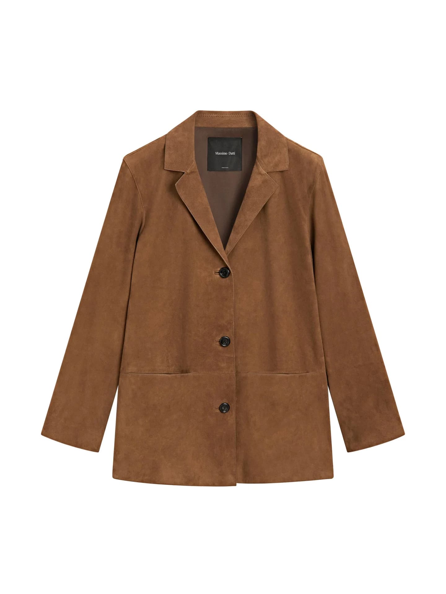 Куртка с лацканами из кожи и замши - фото 7