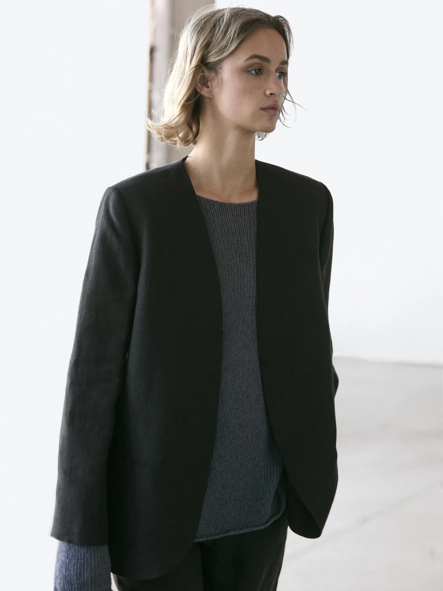 Жакет без лацканов из льна - фото 5