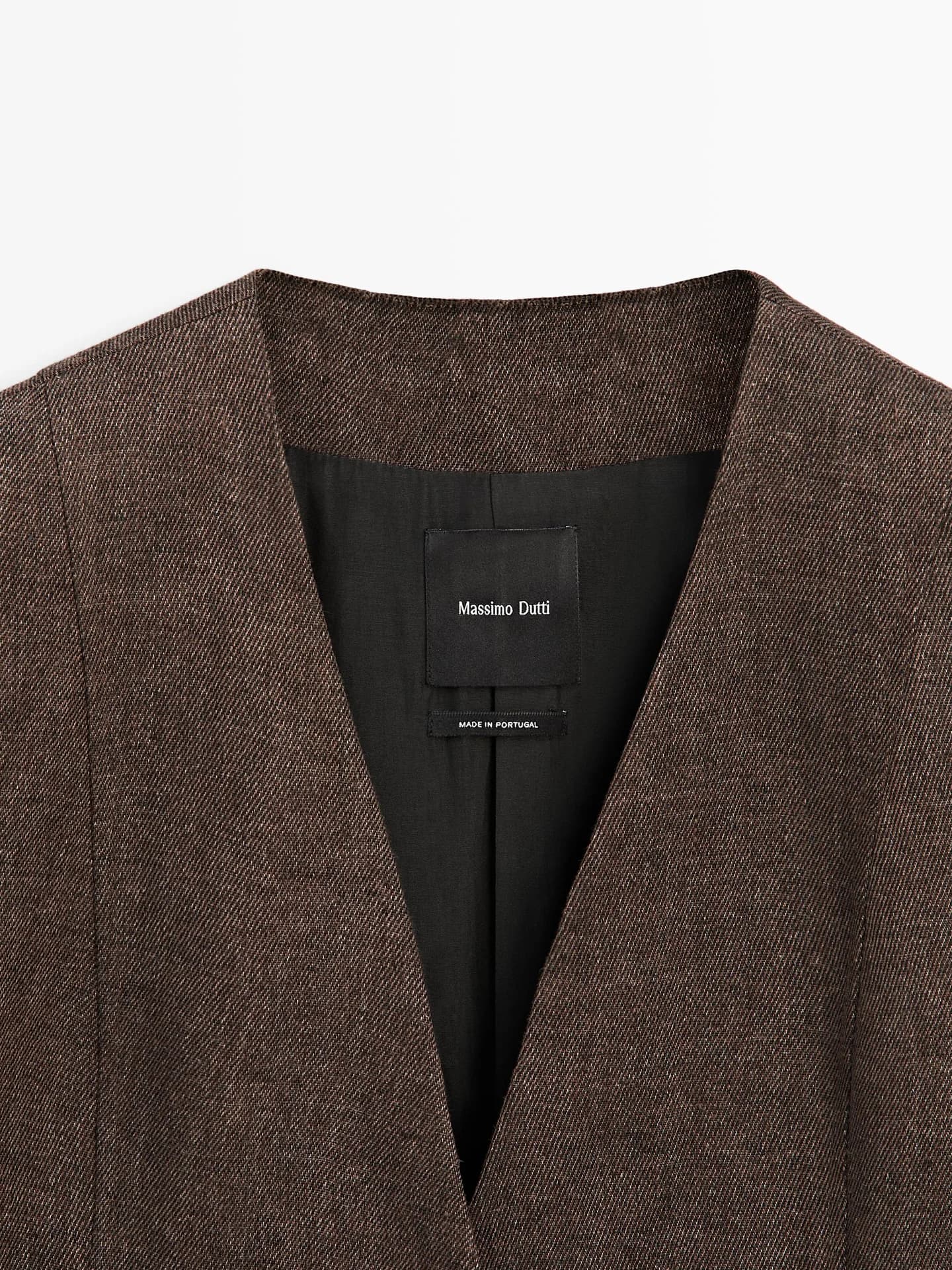 Жакет без лацканов из льна - фото 8