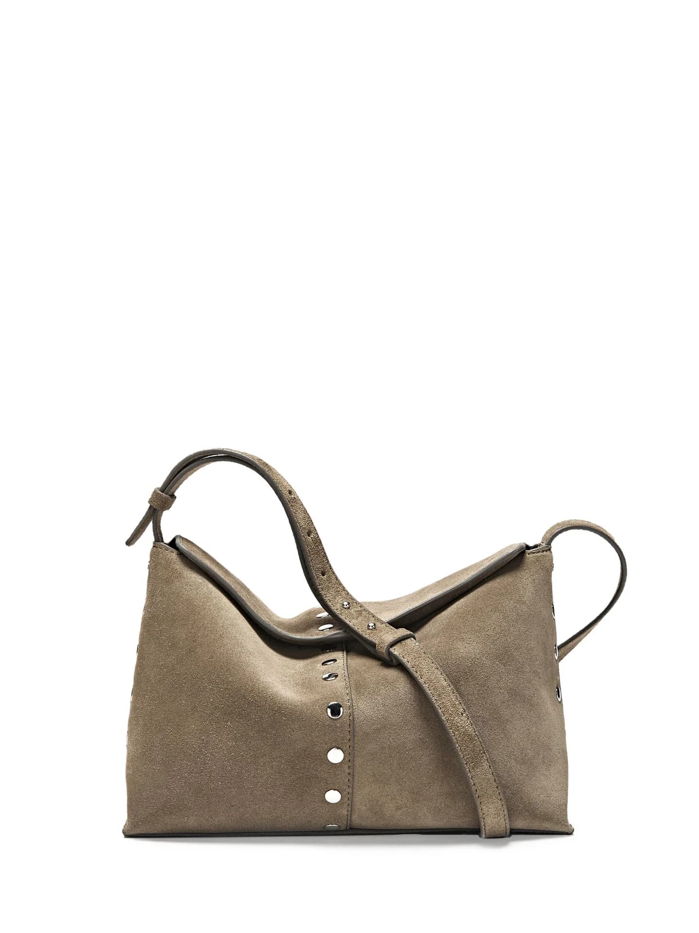 Замшевая кожаная сумка с заклепками - фото 2