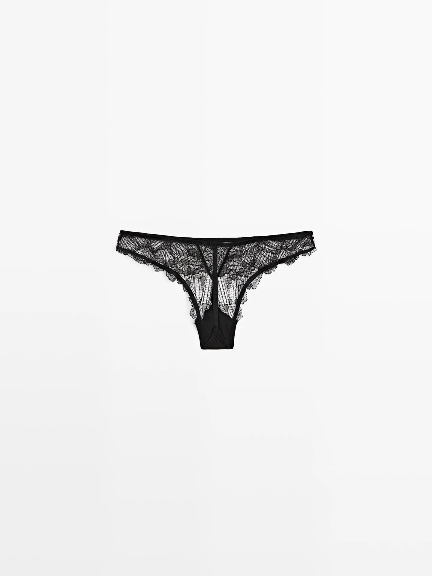 Кружевные стринги с сеткой - фото 2