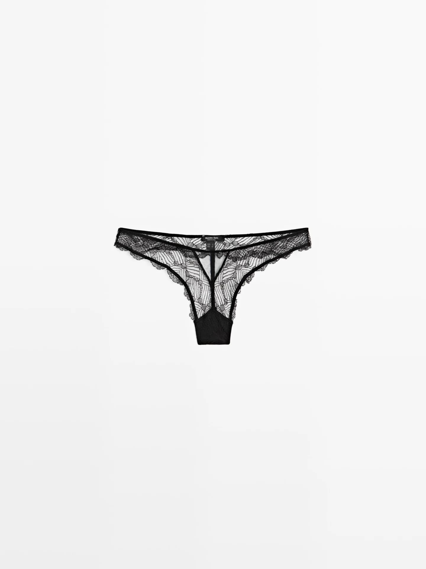 Кружевные стринги с сеткой - фото 9