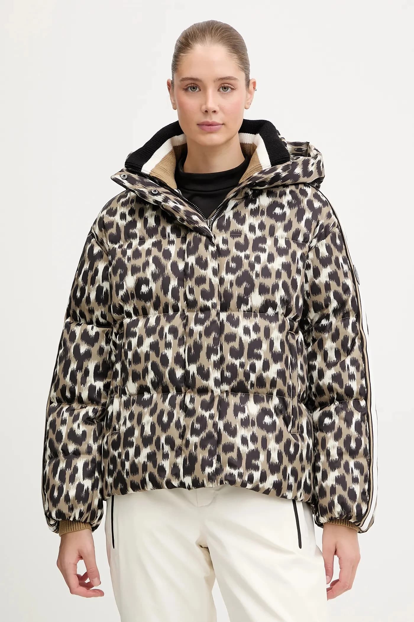 Лыжный пуховик Ada с леопардовым принтом