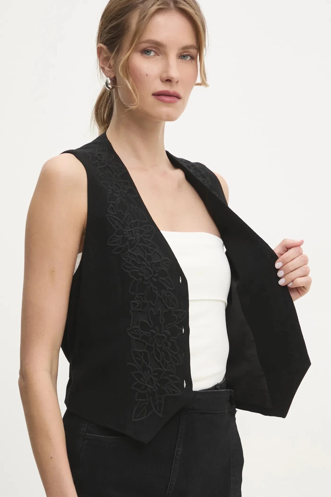 Жилет из смесового льна - фото 6