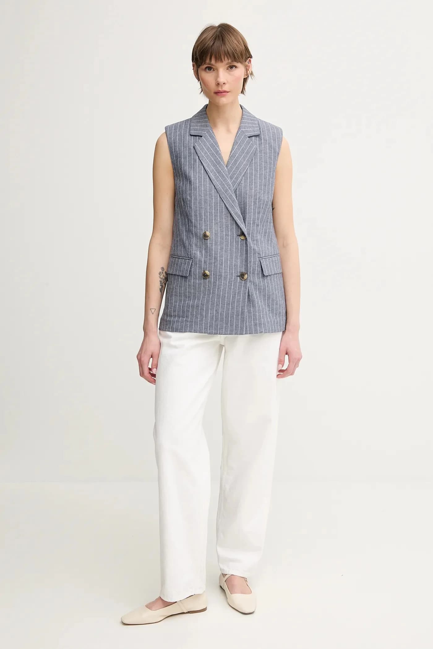 Жилет из смесового льна - фото 2