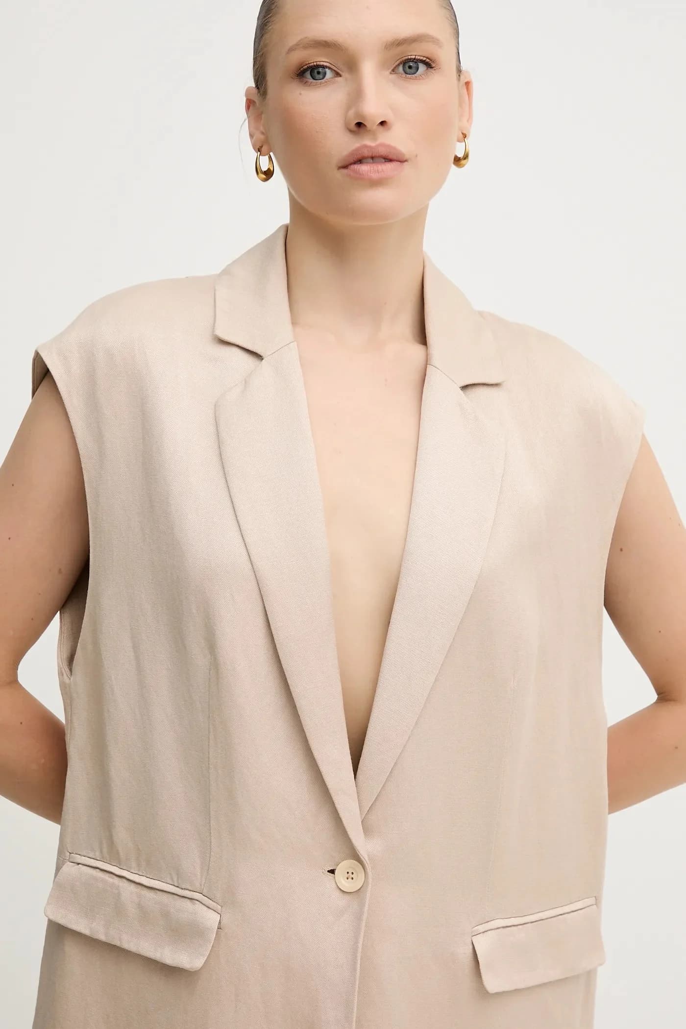 Жилет из смесового льна - фото 4