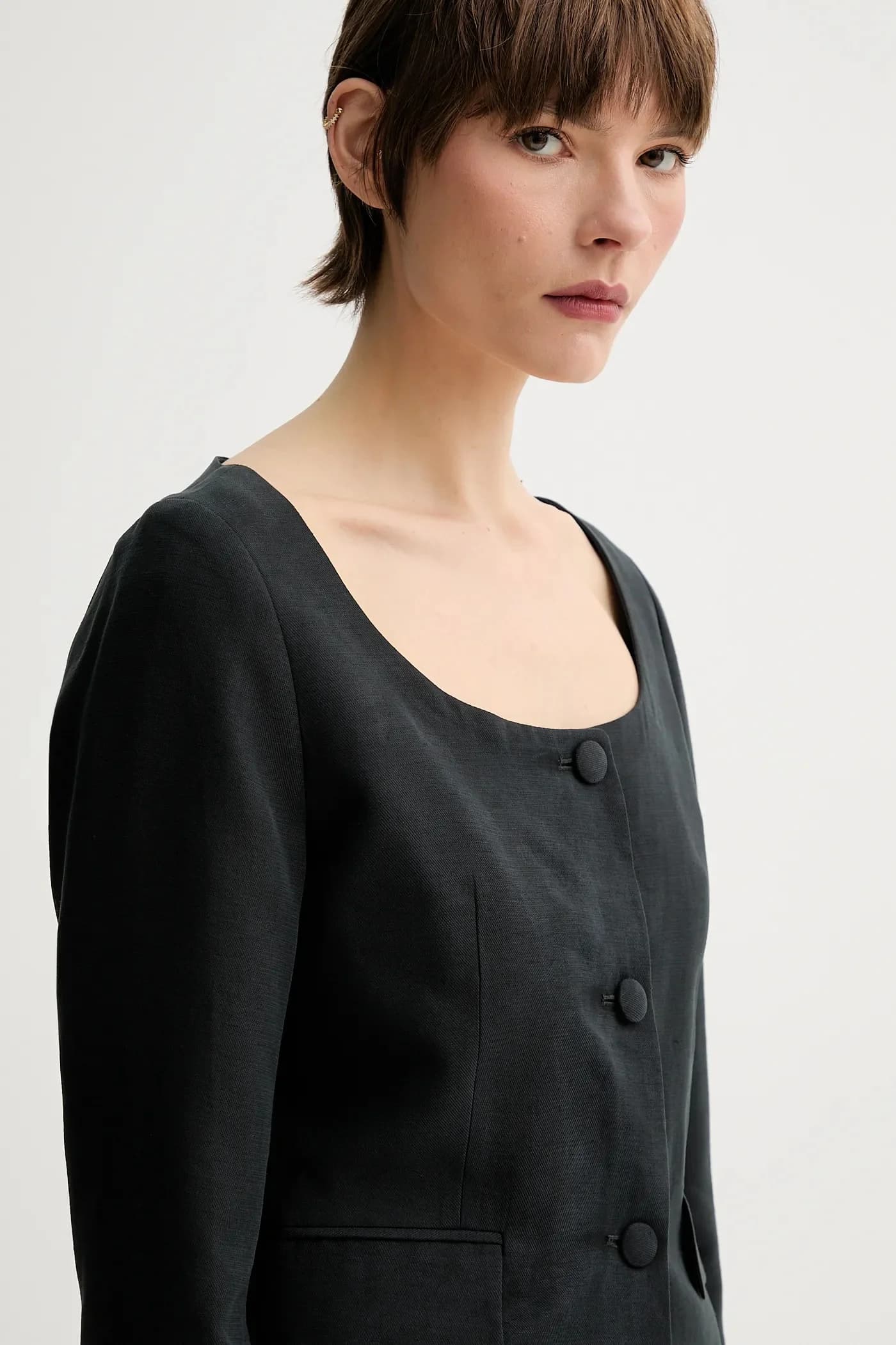 Пиджак из смесового льна - фото 4