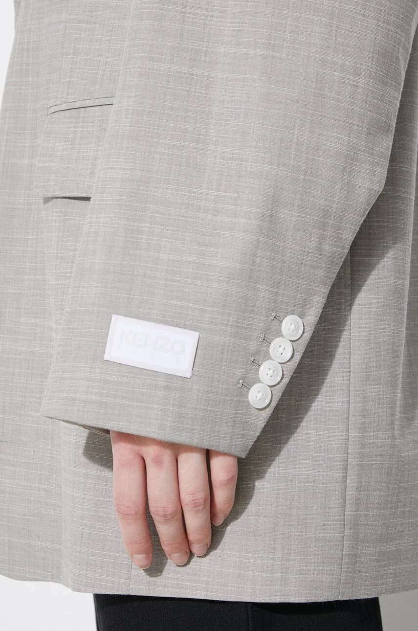 Однотонный шерстяной пиджак-кимоно-блейзер - фото 5