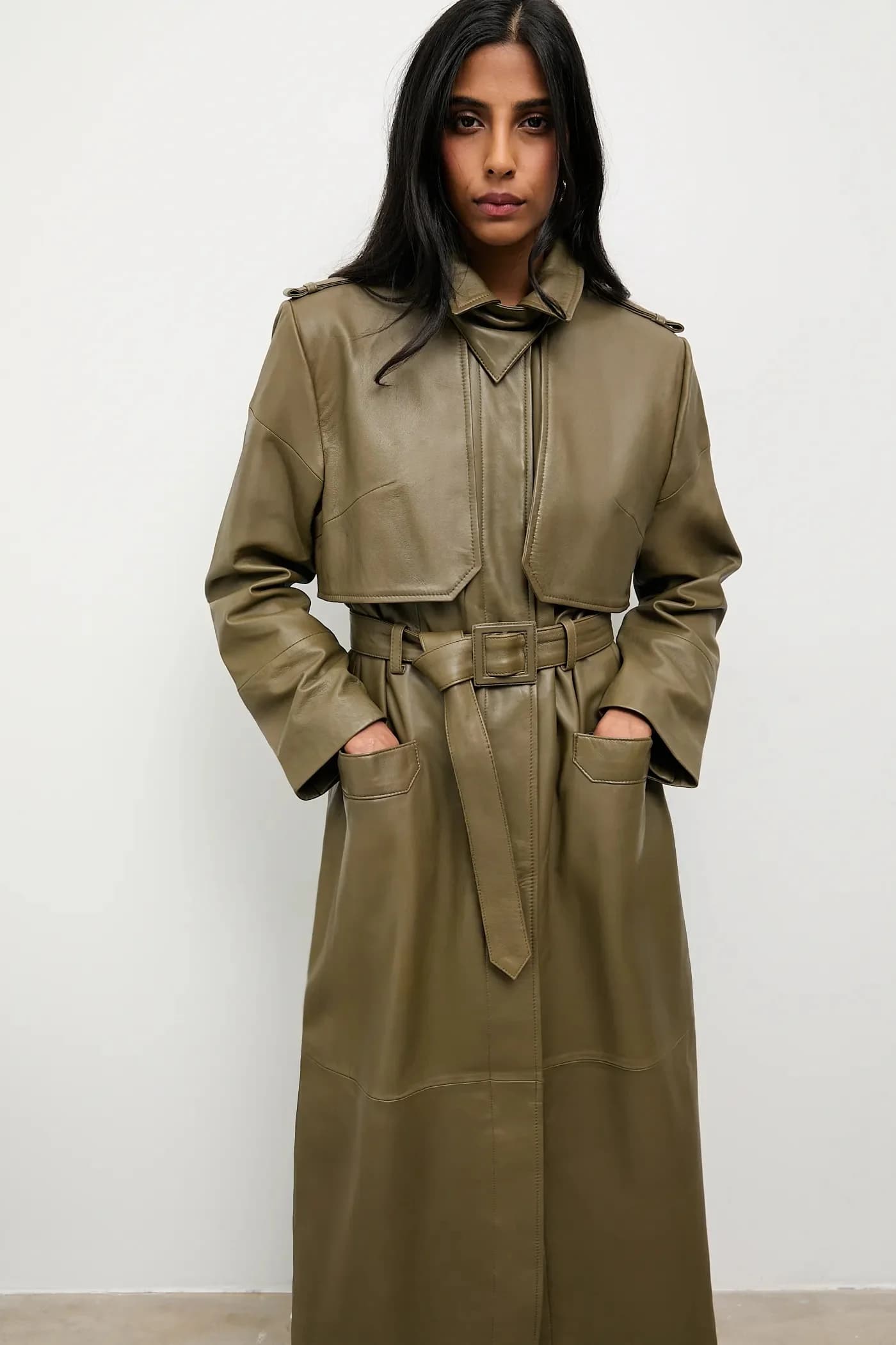 Женский кожаный тренч - фото 5