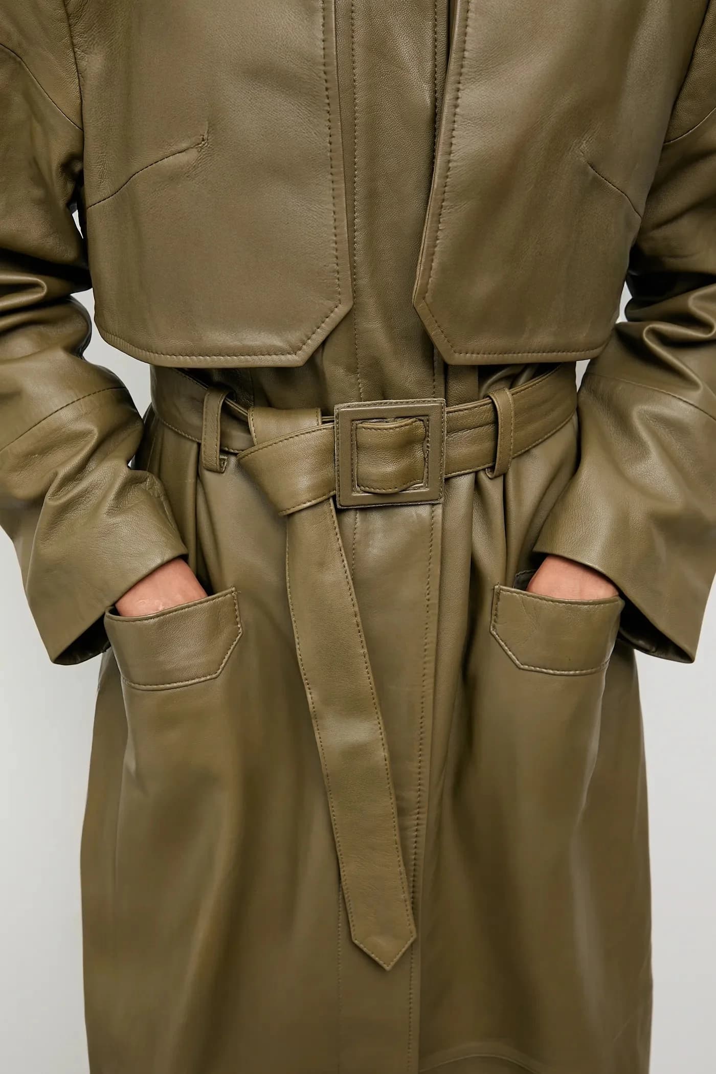 Женский кожаный тренч - фото 7