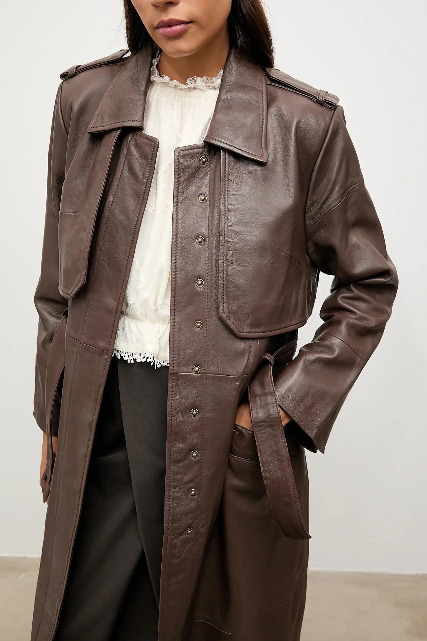 Женский кожаный тренч - фото 4