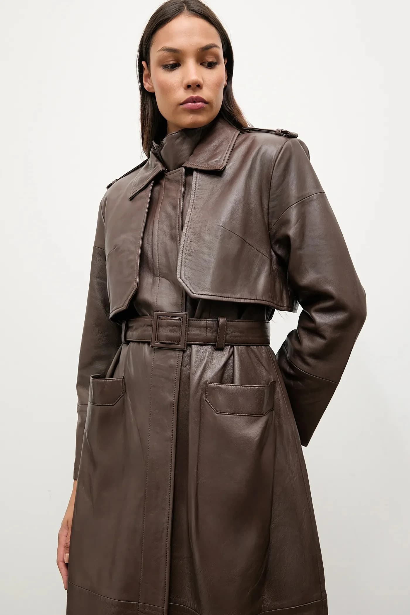 Женский кожаный тренч - фото 6