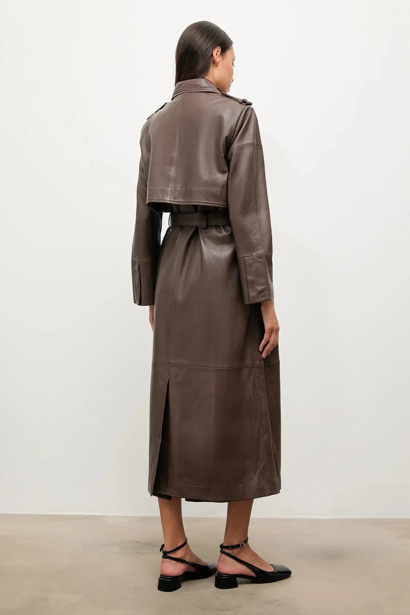 Женский кожаный тренч - фото 10