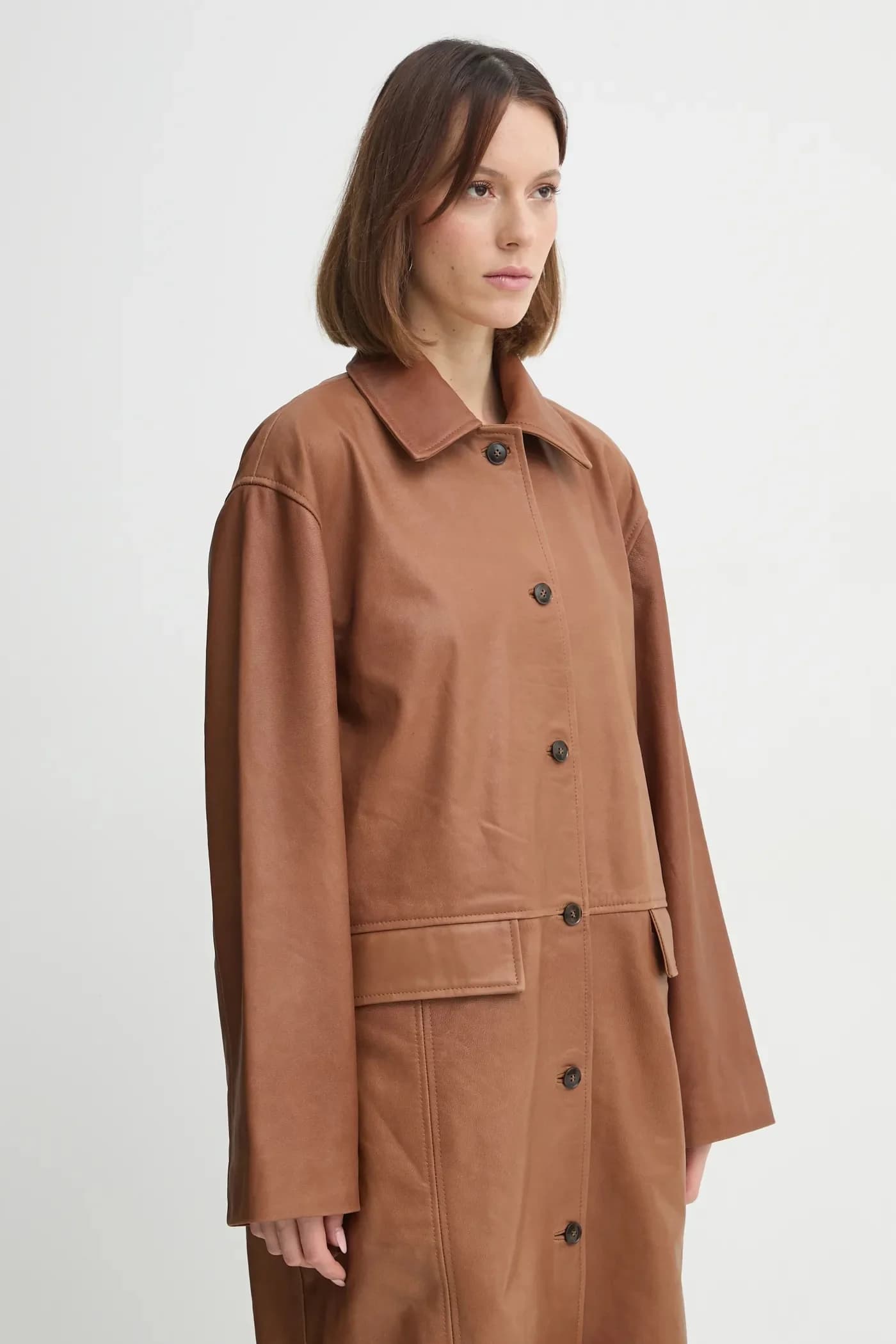 кожаное пальто Halston - фото 5