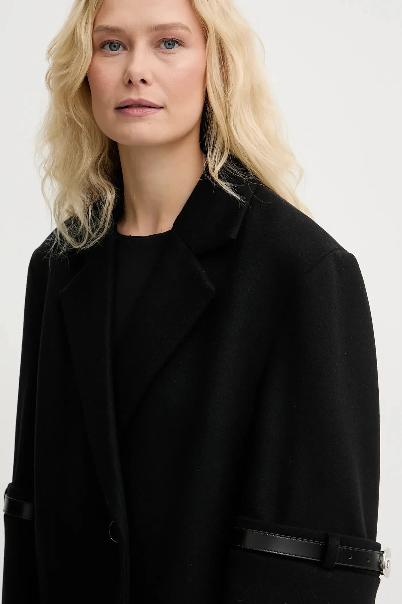 Пальто из смесовой шерсти с логотипом и поясом - фото 4