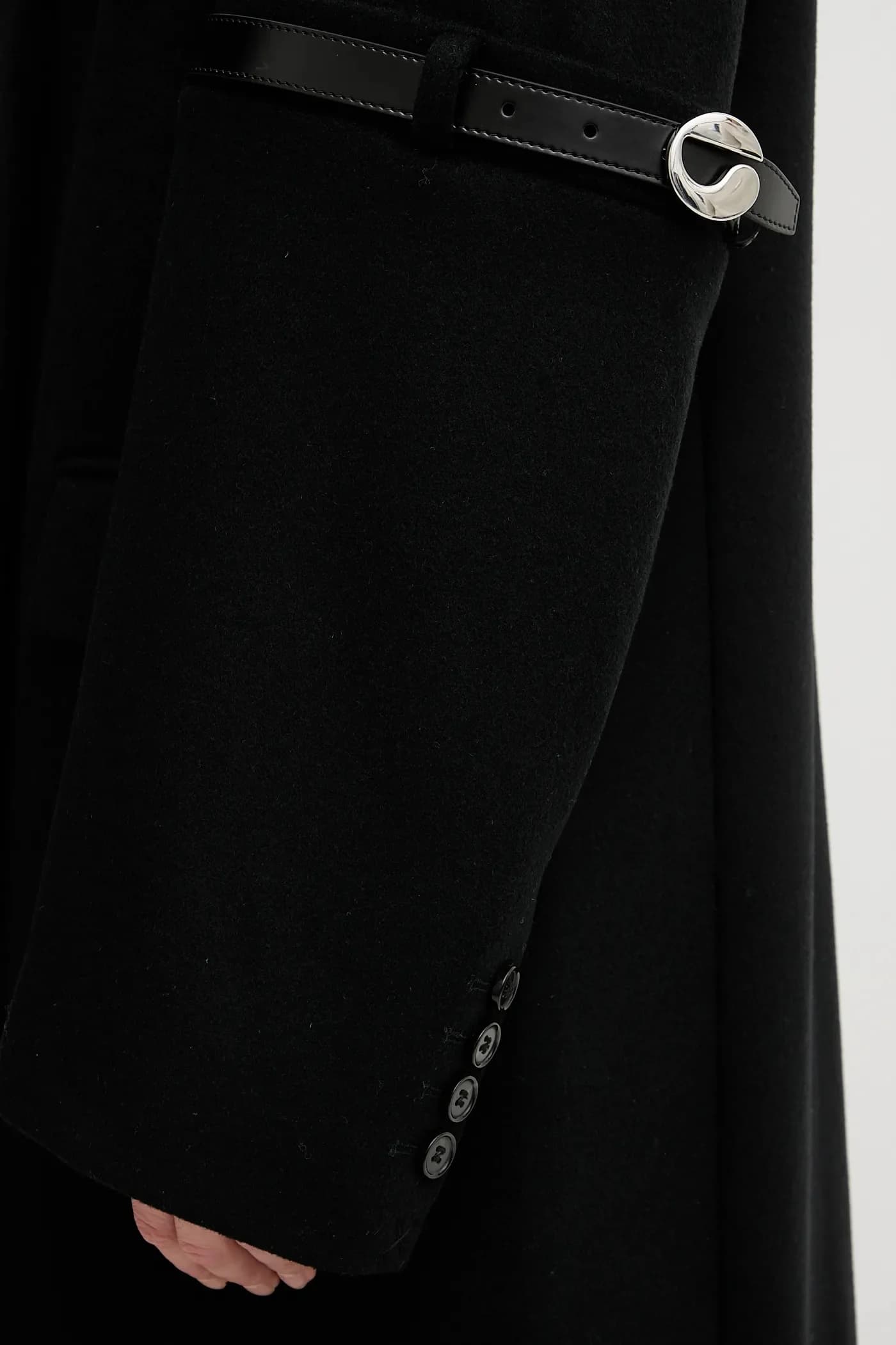 Пальто из смесовой шерсти с логотипом и поясом - фото 5