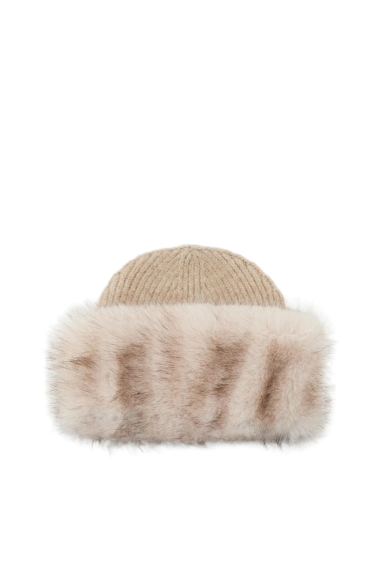 ВЯЗАННАЯ ШАПКА-БИНИ С ЭФФЕКТОМ ВОЛОС - фото 3