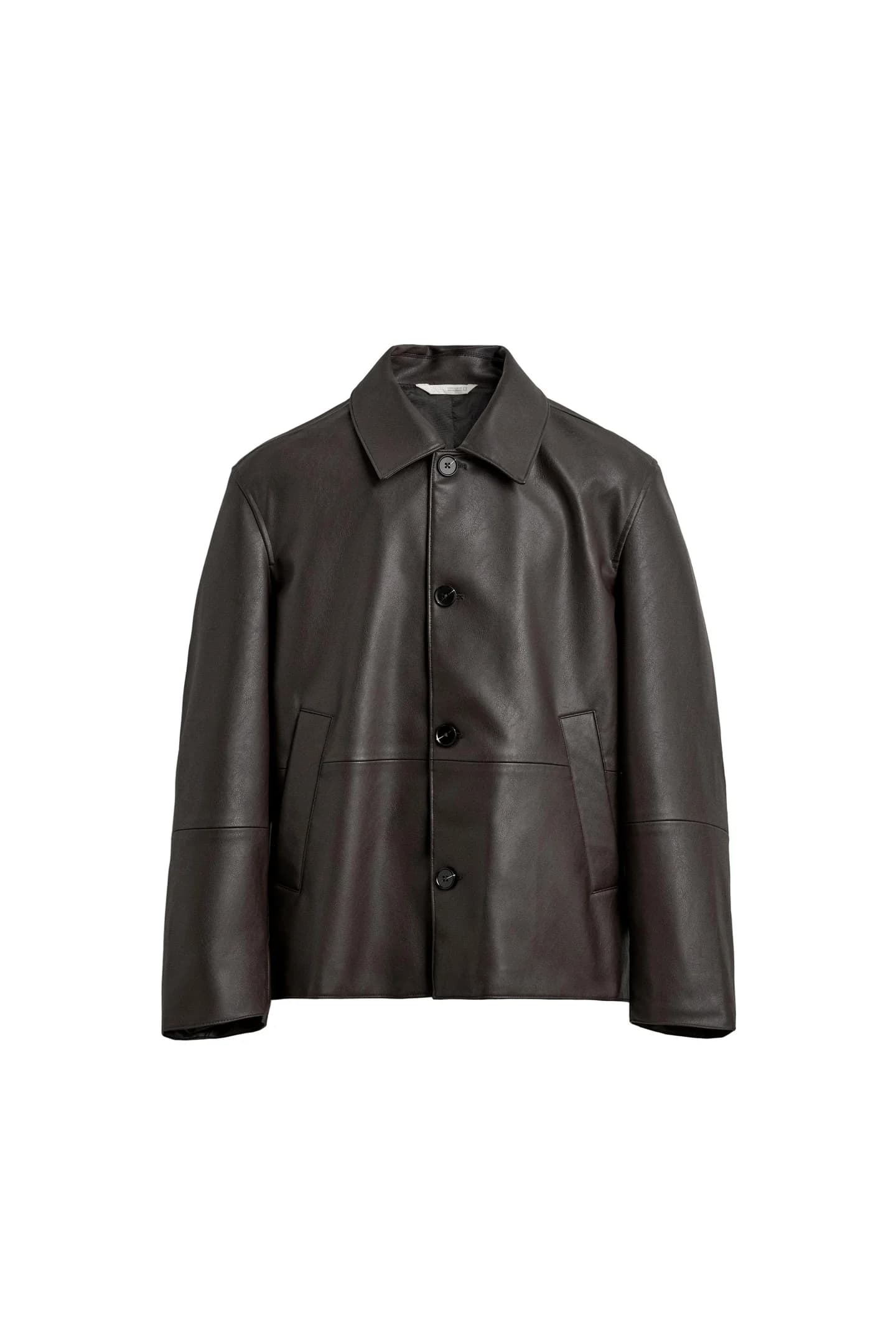 КУРТКА-РУБАШКА ПРЯМОГО КРОЯ ИЗ ИСКУССТВЕННОЙ КОЖИ - фото 3