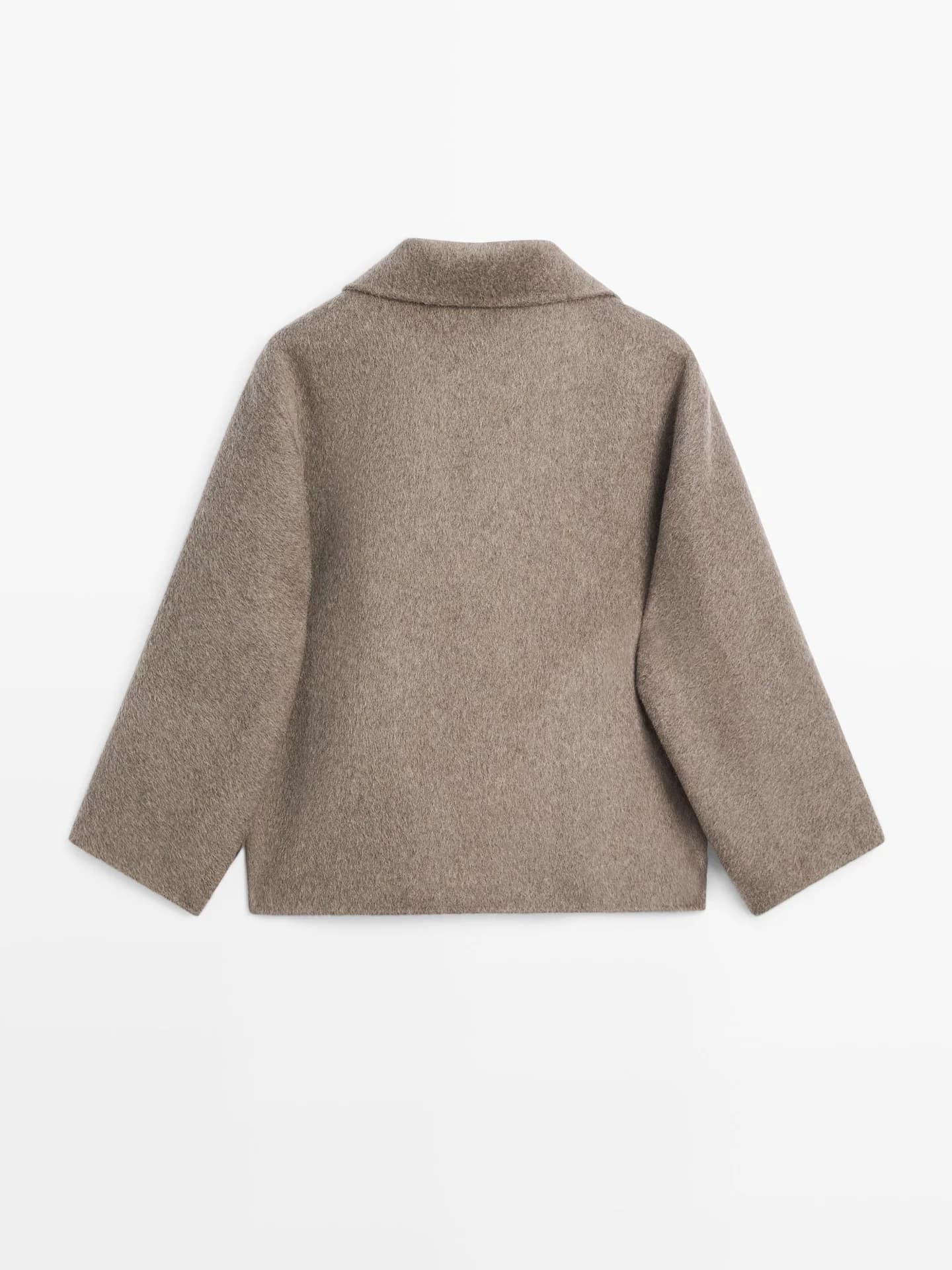 Пальто средней длины из смесовой шерсти с высоким воротником. - фото 7