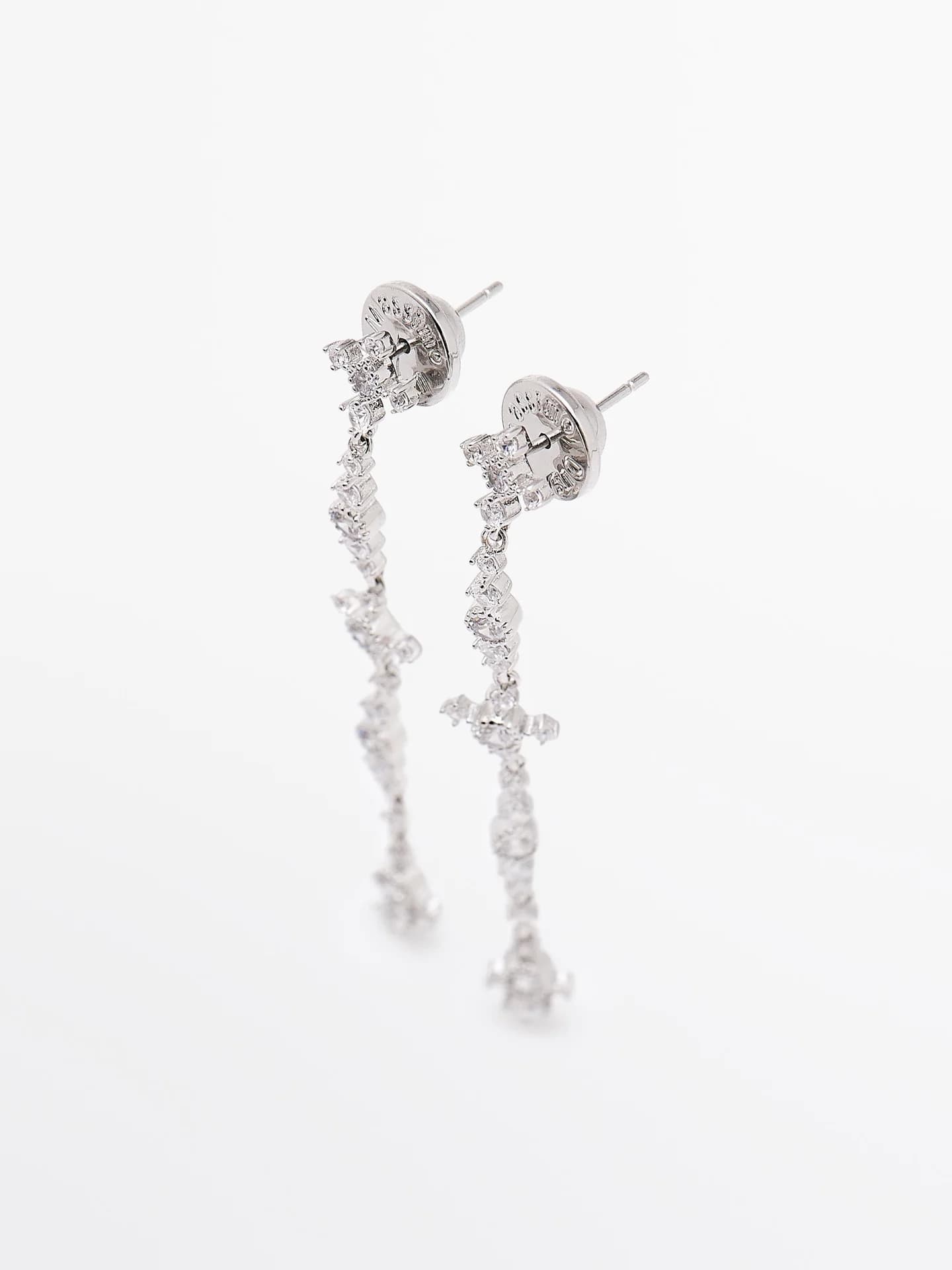 Серьги-подвески с фианитами - фото 2