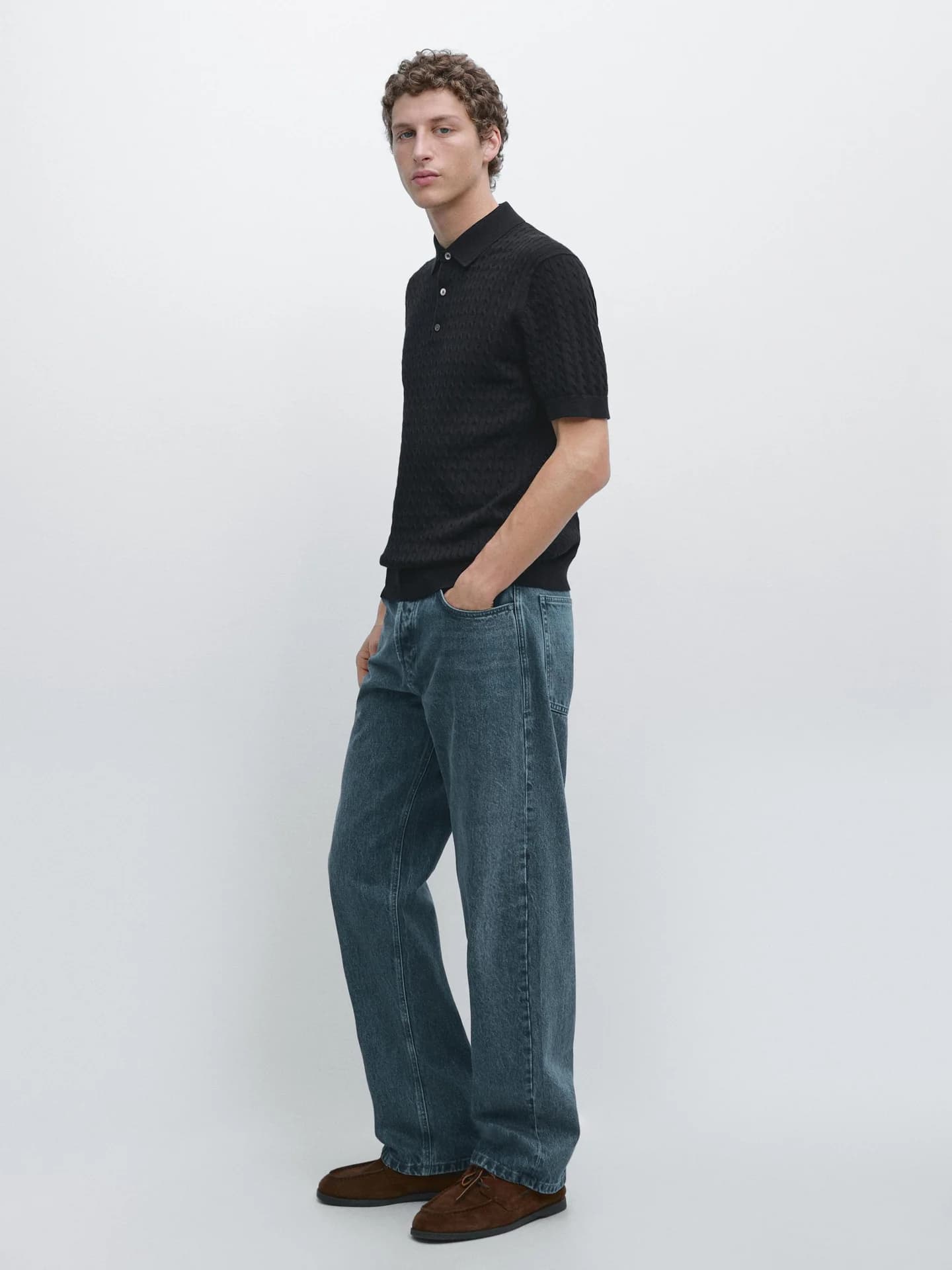 Рубашка-поло из 100% хлопка жгутового переплетения. - фото 9