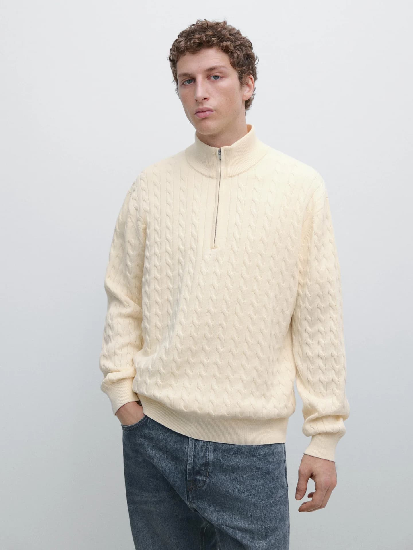 Вязаный свитер с водолазкой и молнией. - фото 10