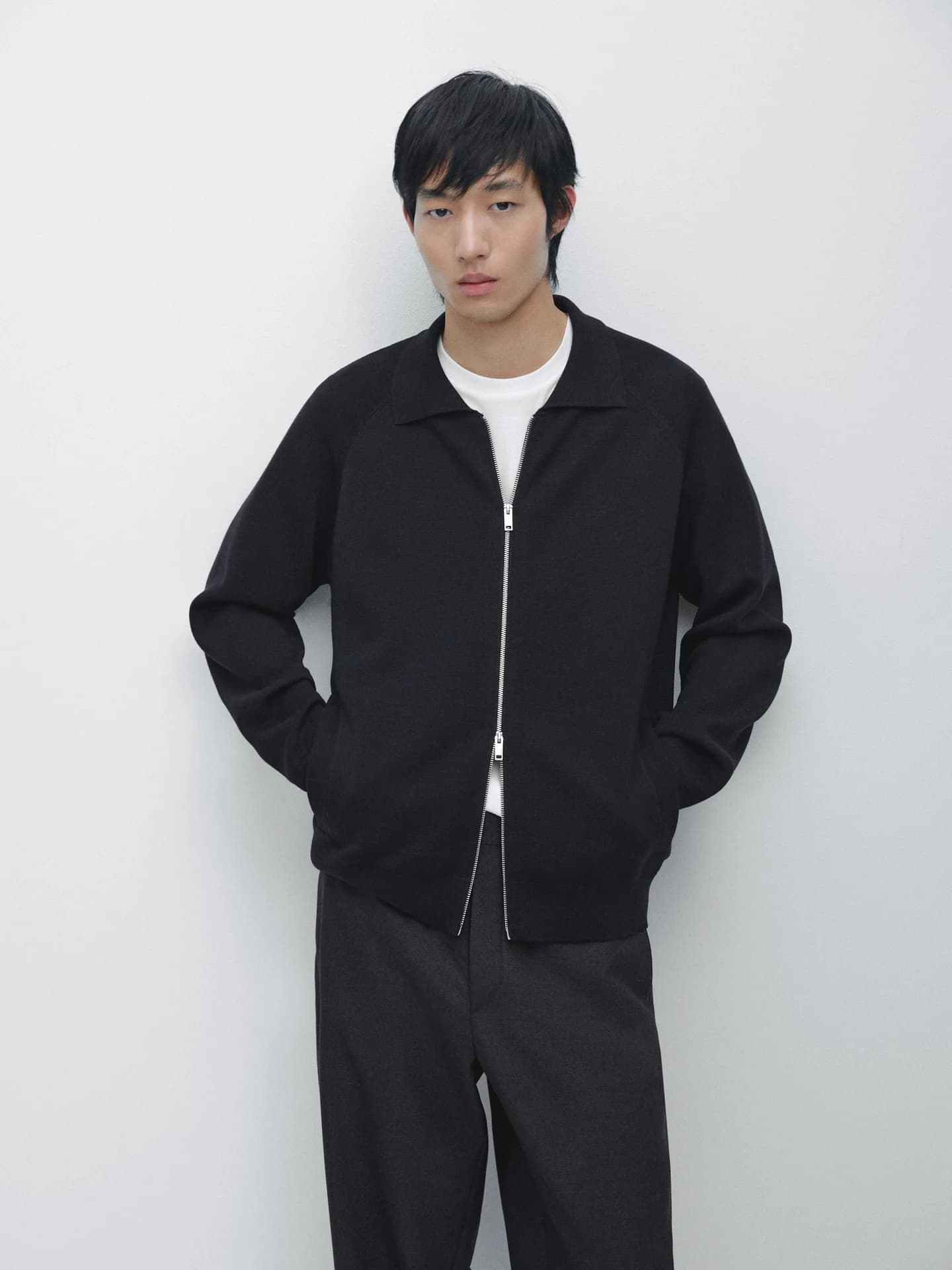 Вязаный кардиган из смесового хлопка на молнии. - фото 10