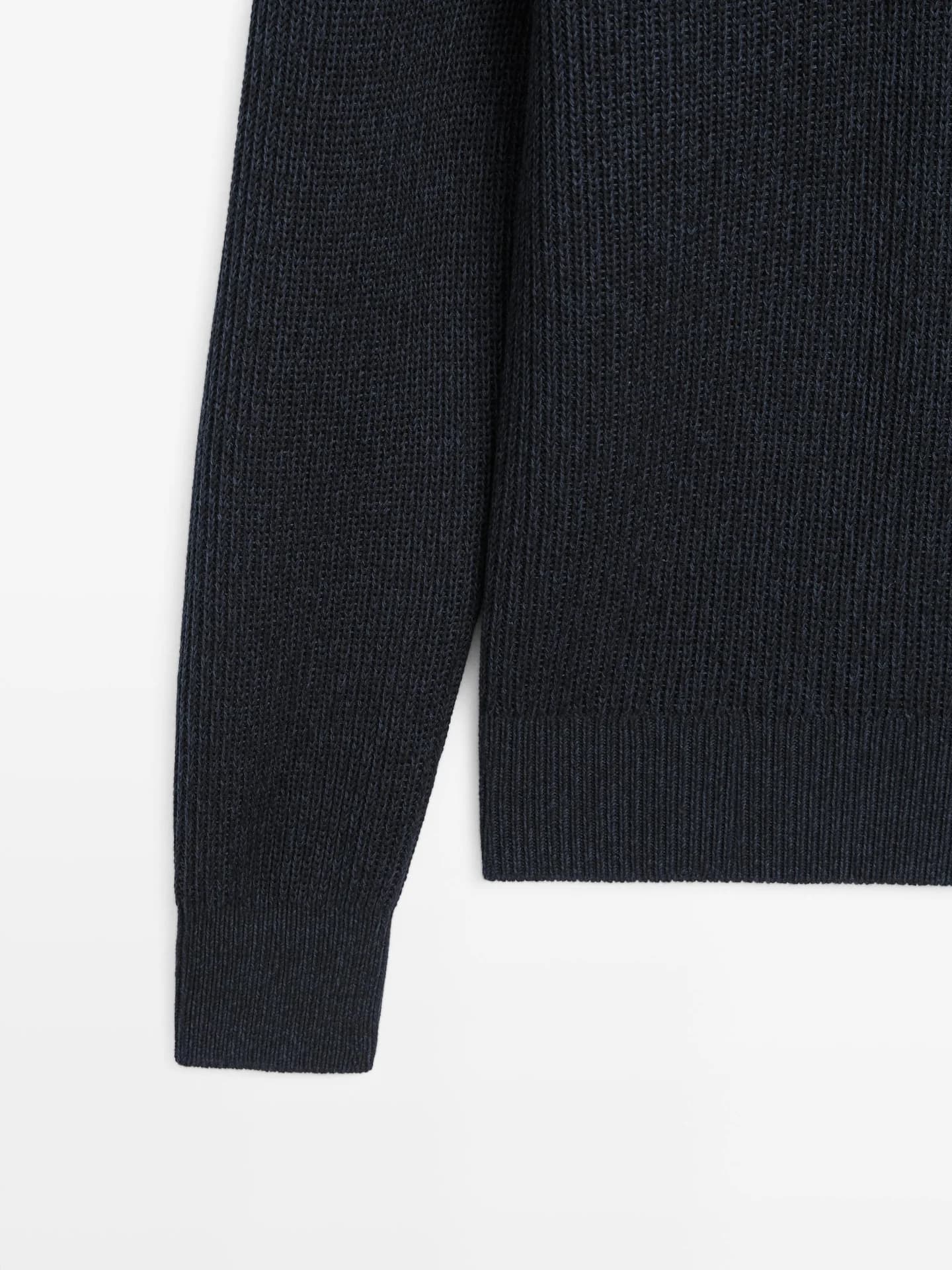 Свитер-поло хлопковой вязки - фото 5