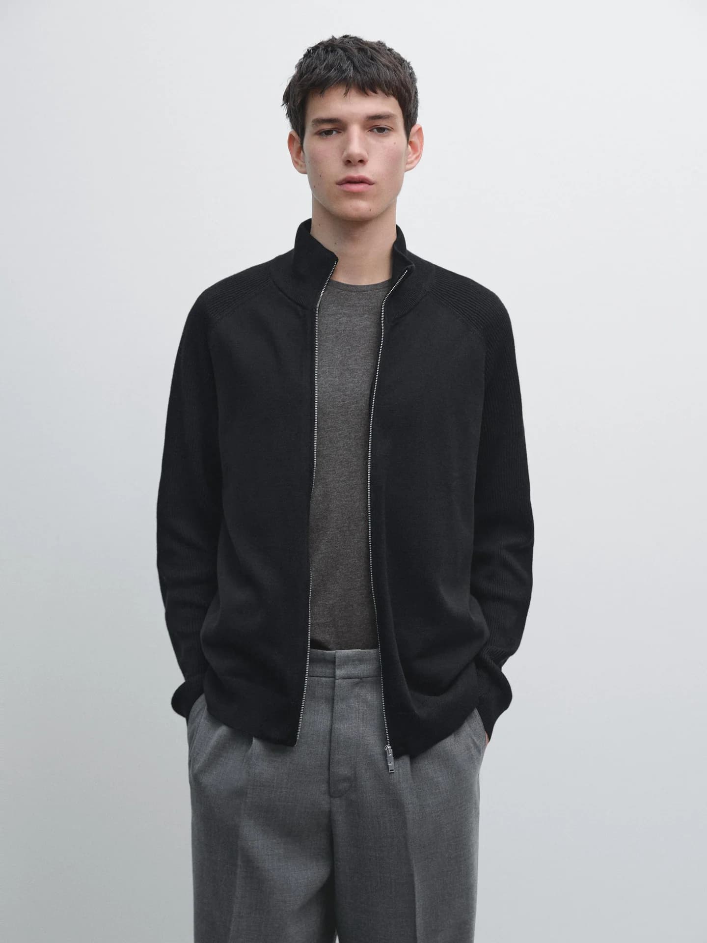 Вязаный кардиган из смесового хлопка с рукавами реглан. - фото 10