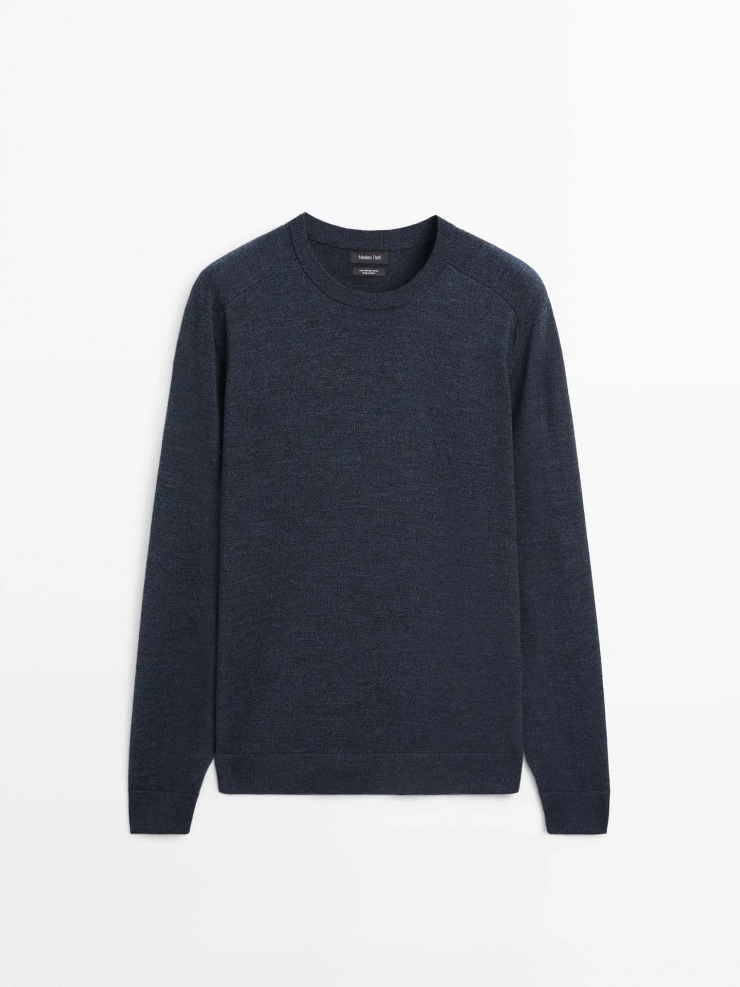 Вязаный свитер из шерсти мериноса с круглым вырезом. - фото 2