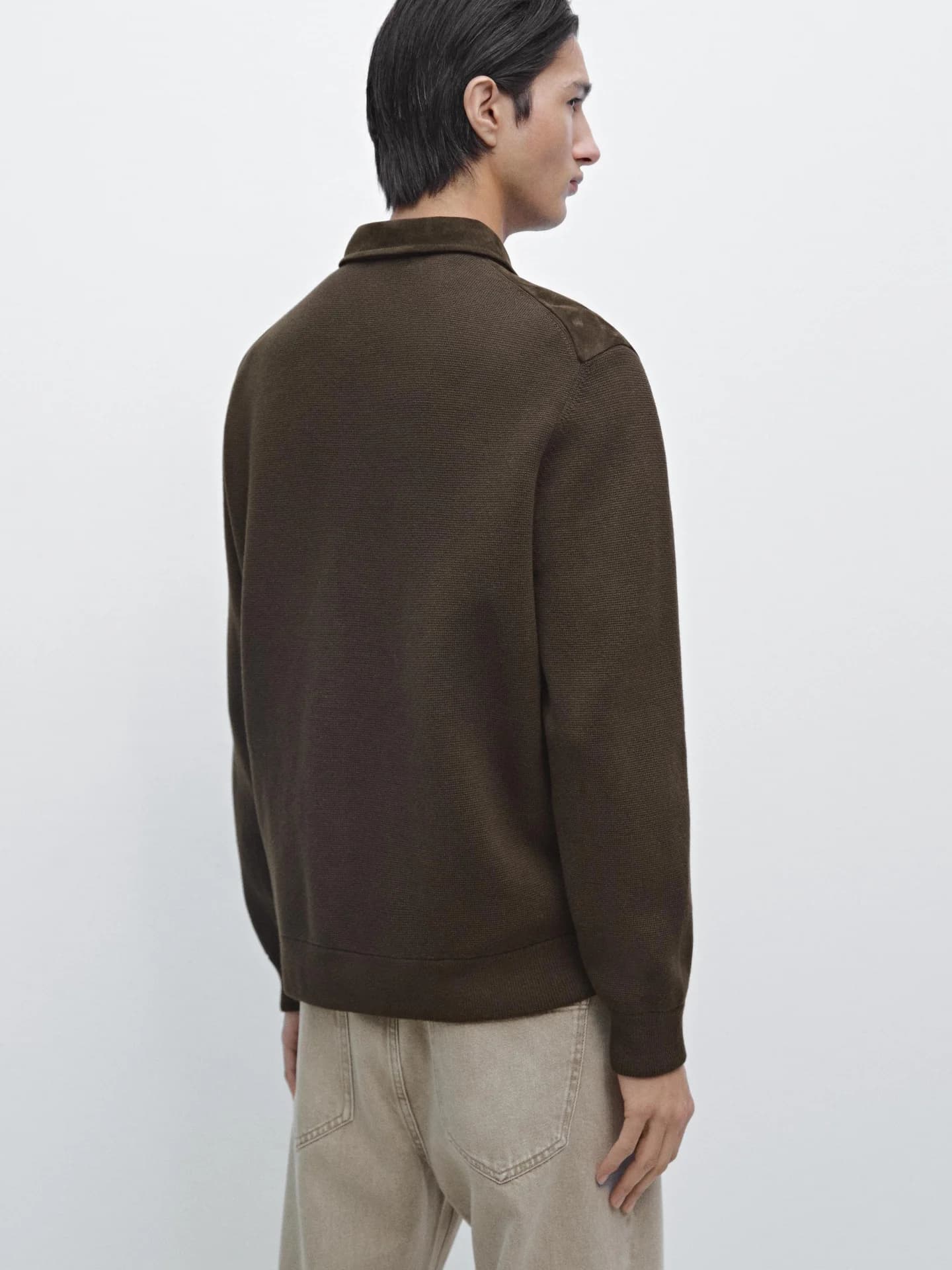 Куртка из хлопка в сочетании с кожей. - фото 5