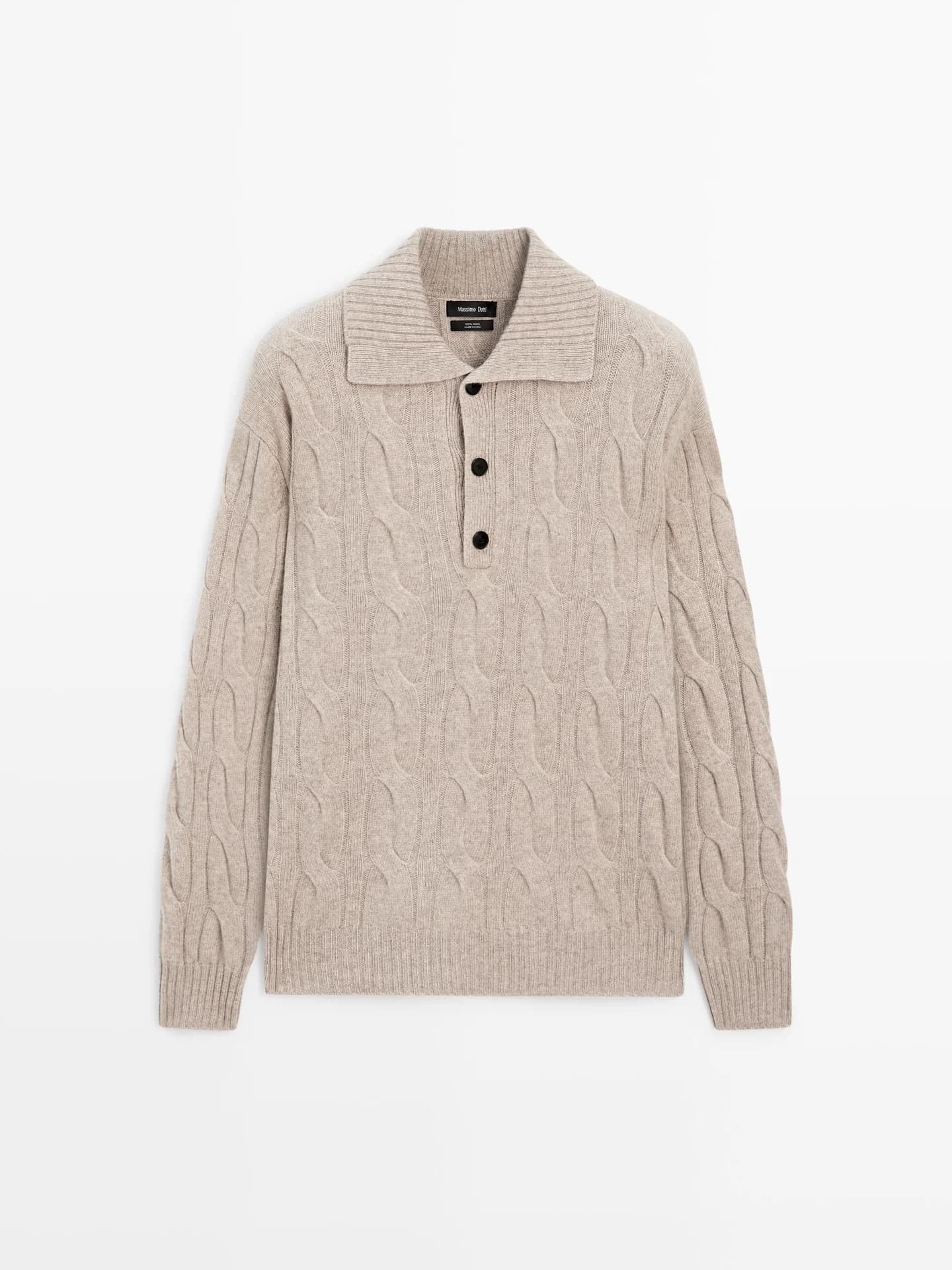 Шерстяной свитер-поло косой вязки - фото 6