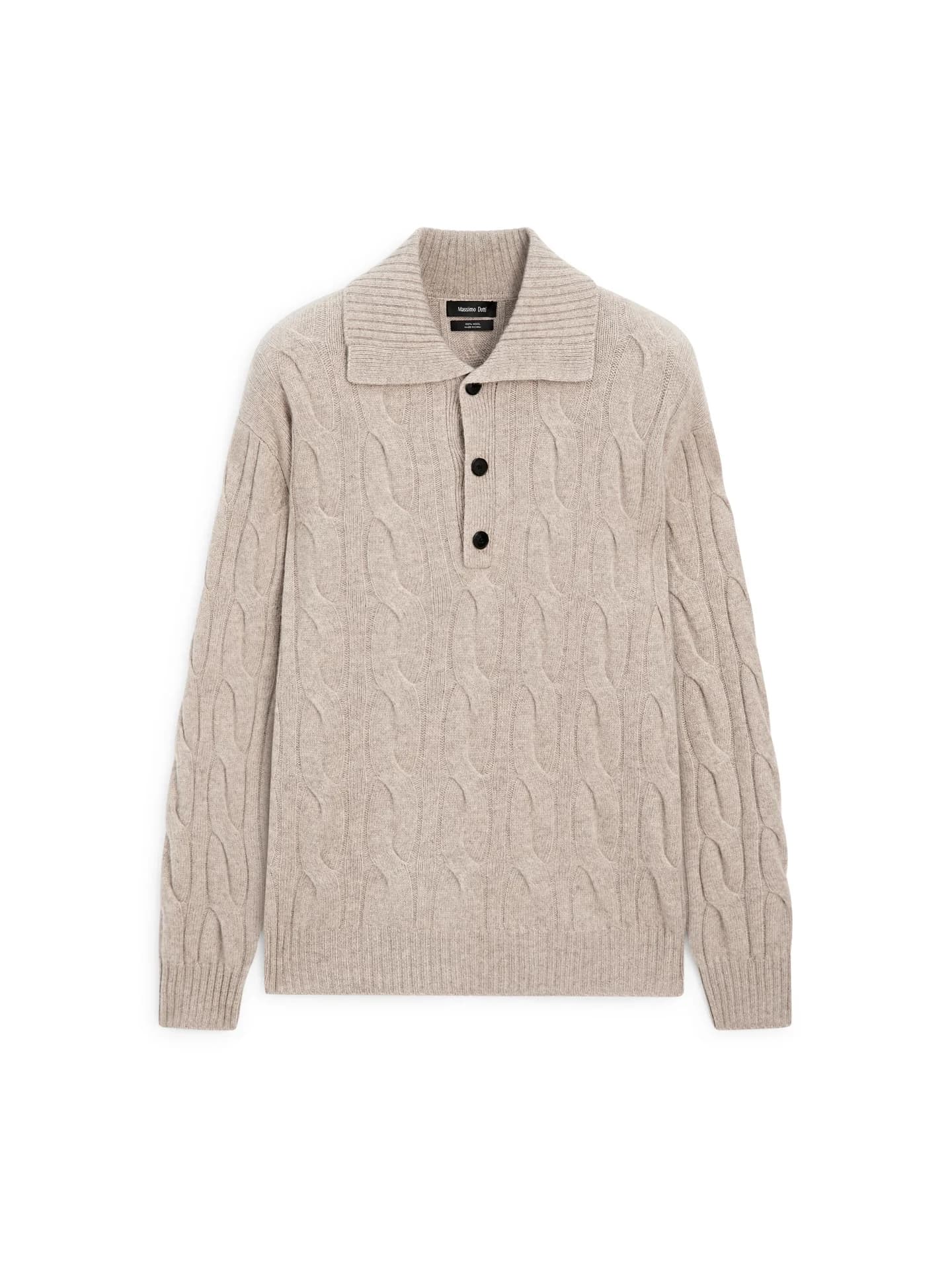 Шерстяной свитер-поло косой вязки - фото 11