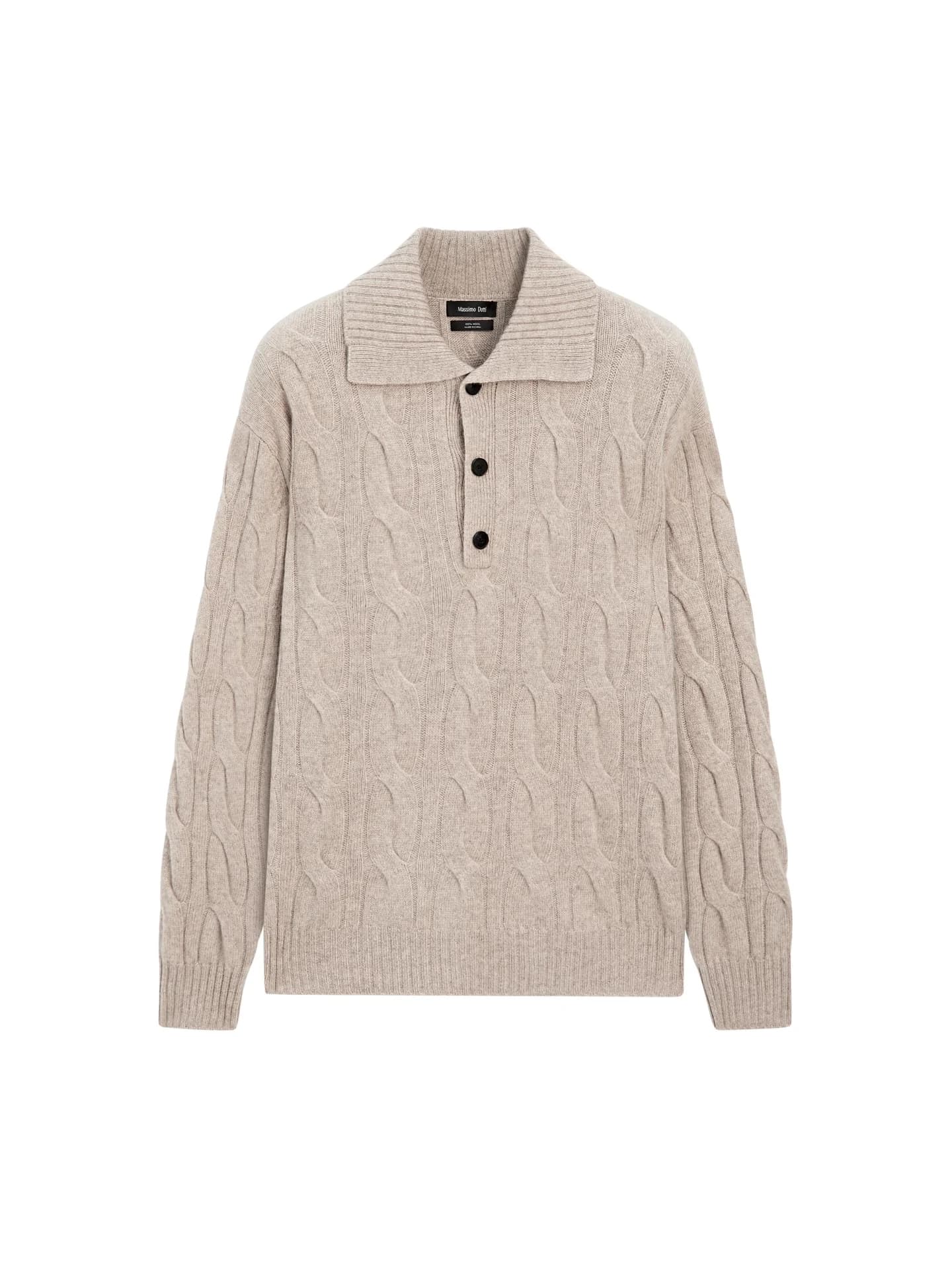 Шерстяной свитер-поло косой вязки - фото 13