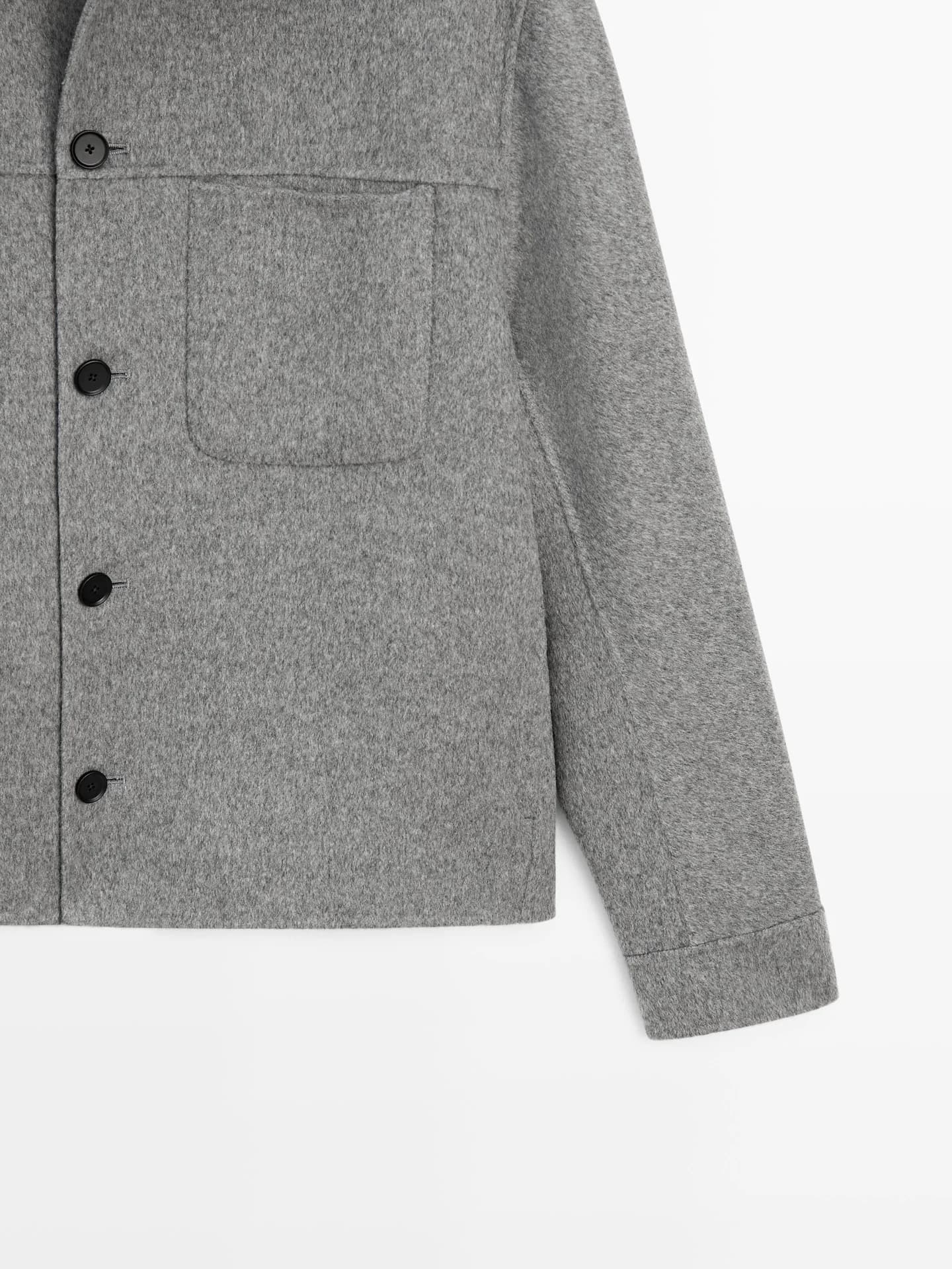 Верхняя рубашка с карманами из смесовой шерсти - фото 6