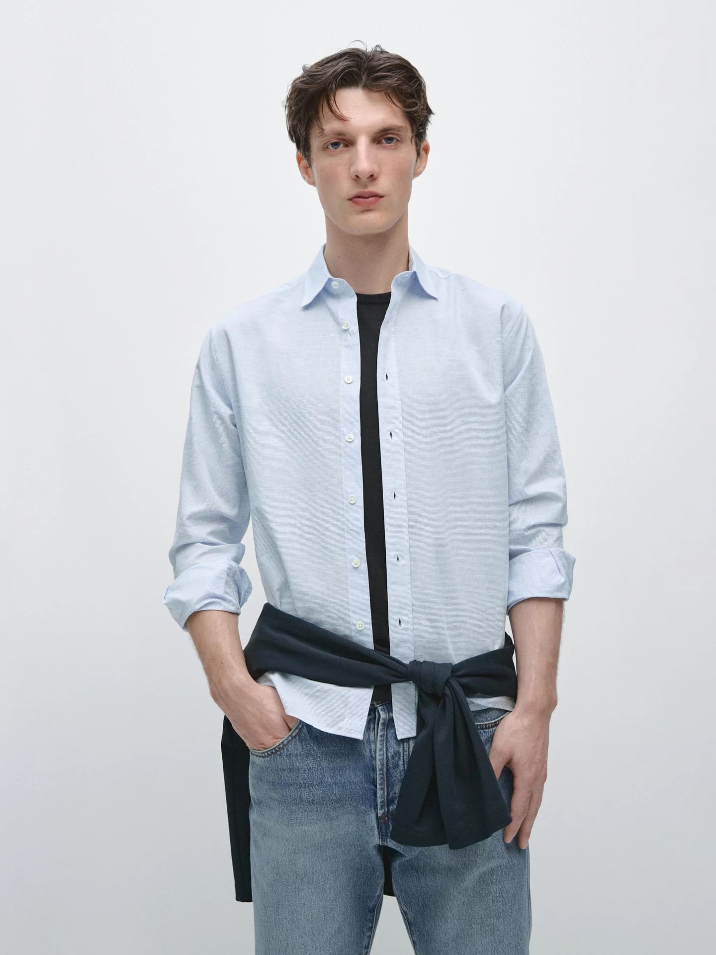 Рубашка обычного кроя с льном - фото 10