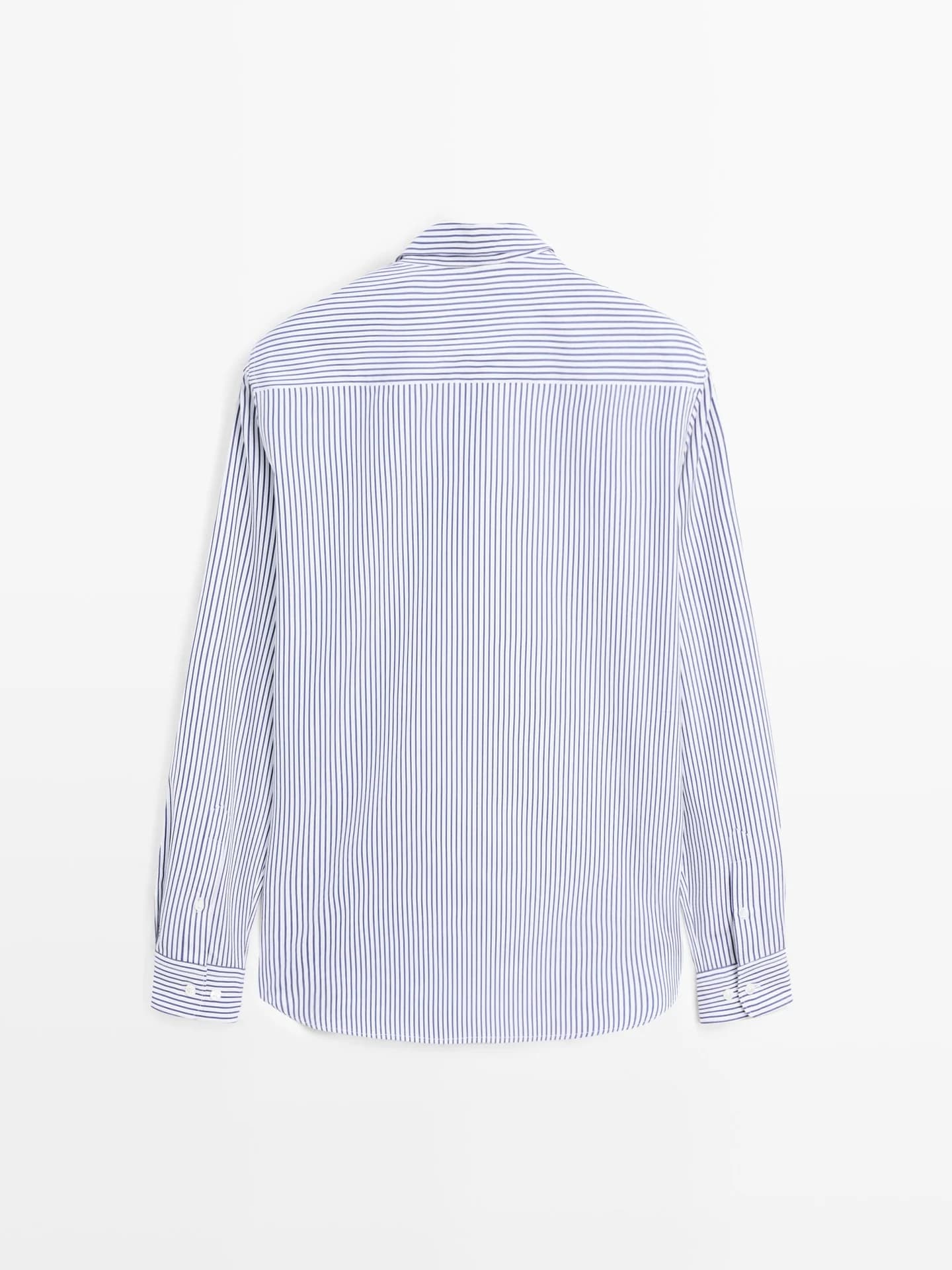 Рубашка в полоску стандартного кроя, 100% хлопок. - фото 3