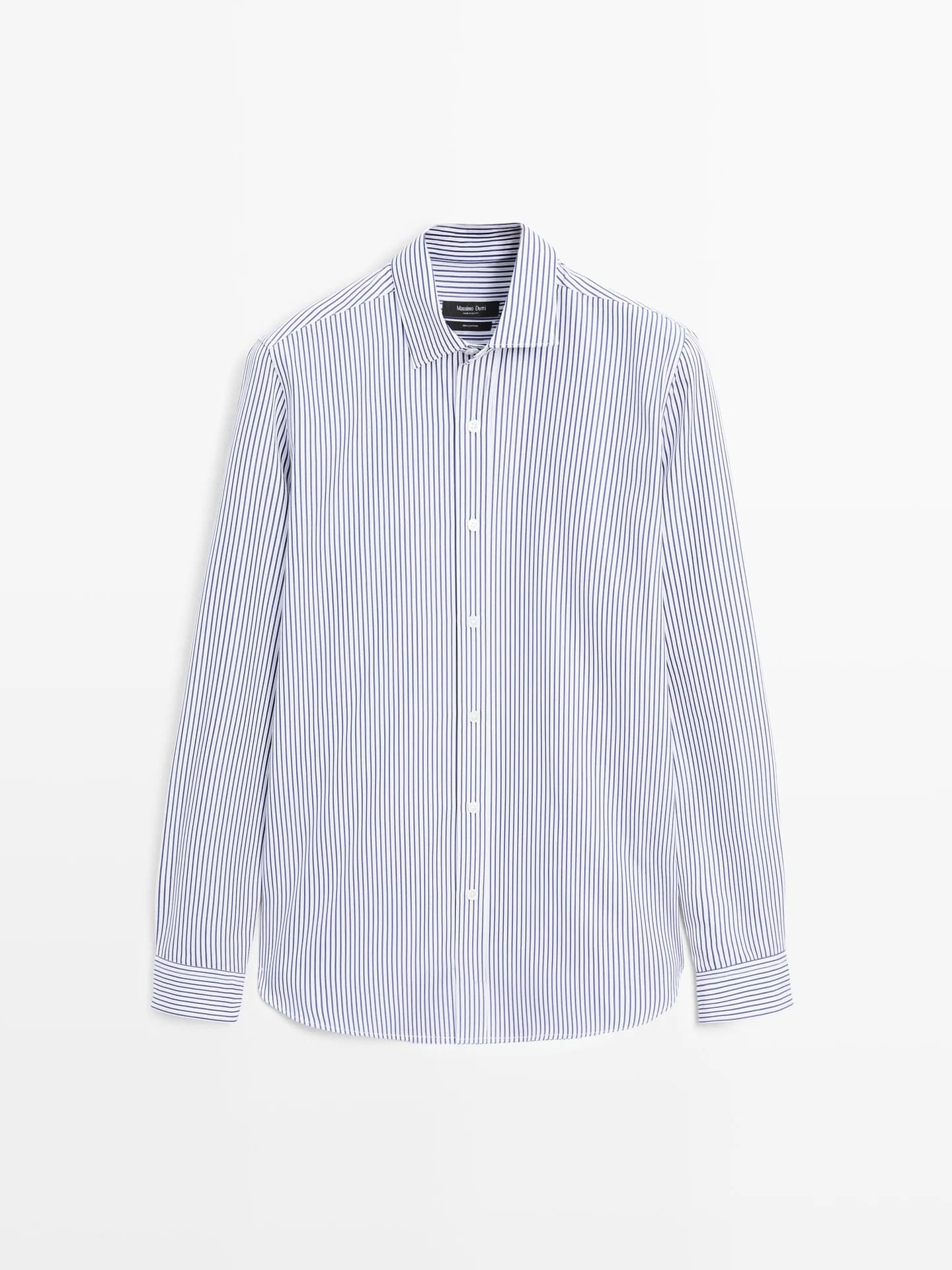 Рубашка в полоску стандартного кроя, 100% хлопок. - фото 6