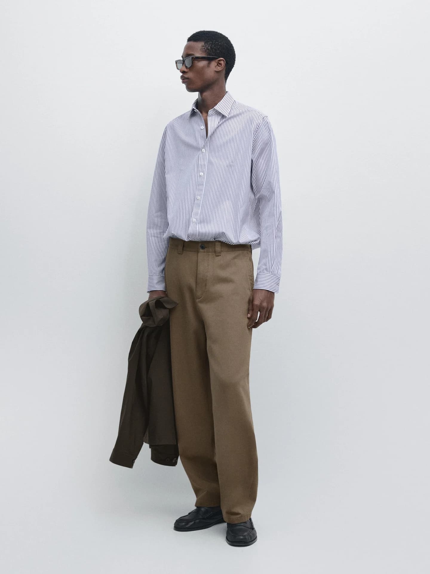 Рубашка в полоску стандартного кроя, 100% хлопок. - фото 9