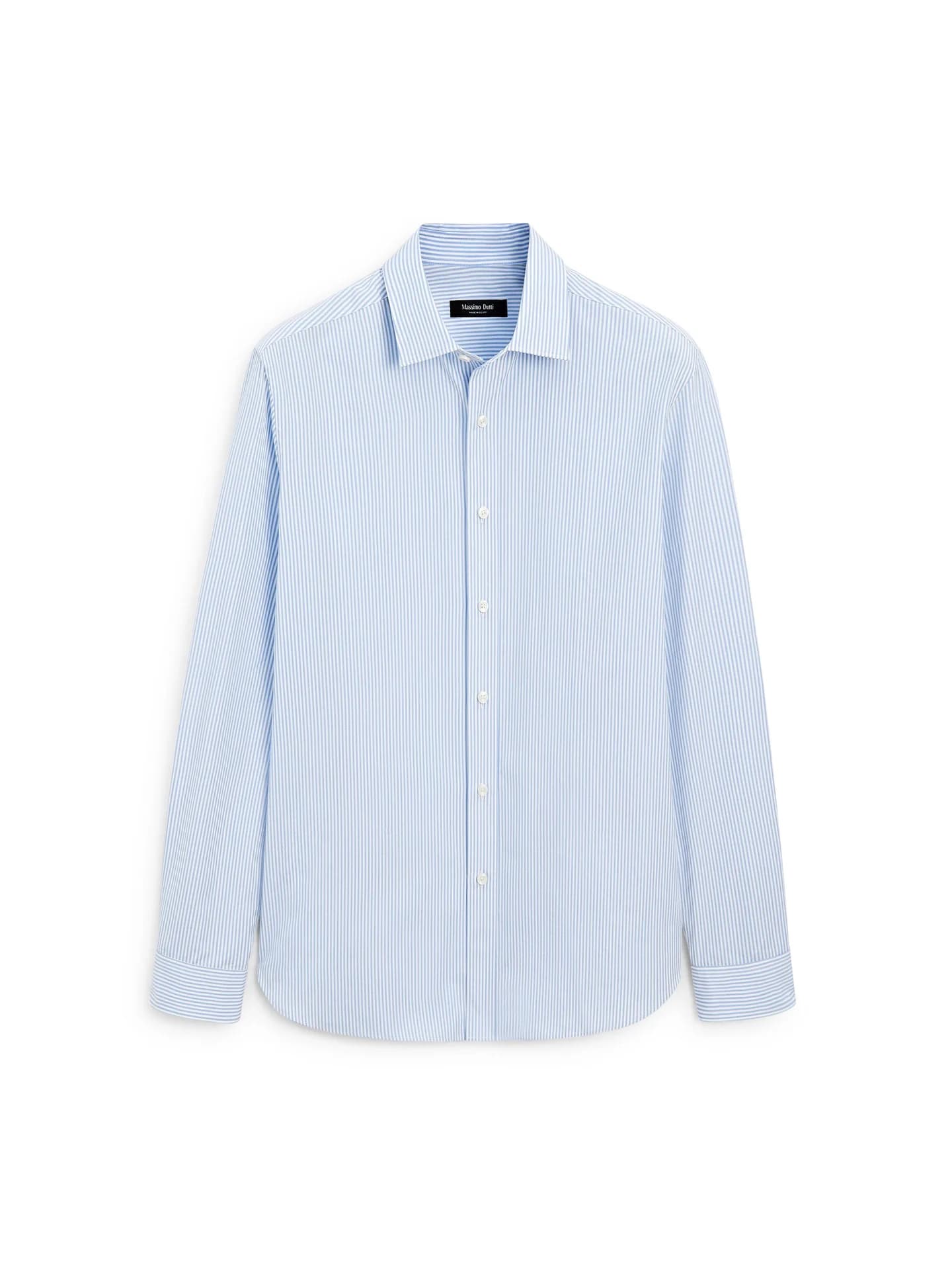 Рубашка стандартного кроя из 100% хлопка в полоску. - фото 6