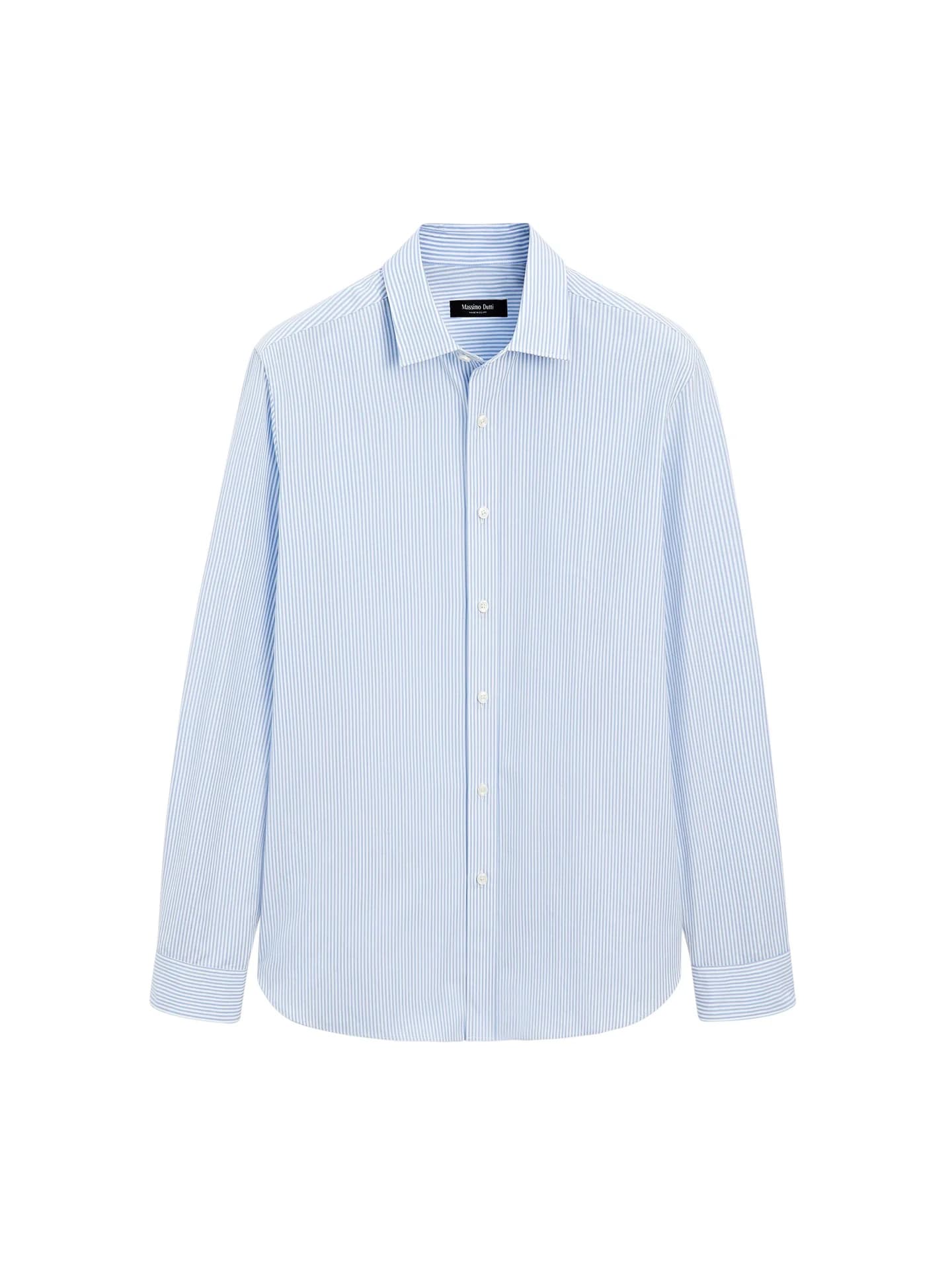 Рубашка стандартного кроя из 100% хлопка в полоску. - фото 9