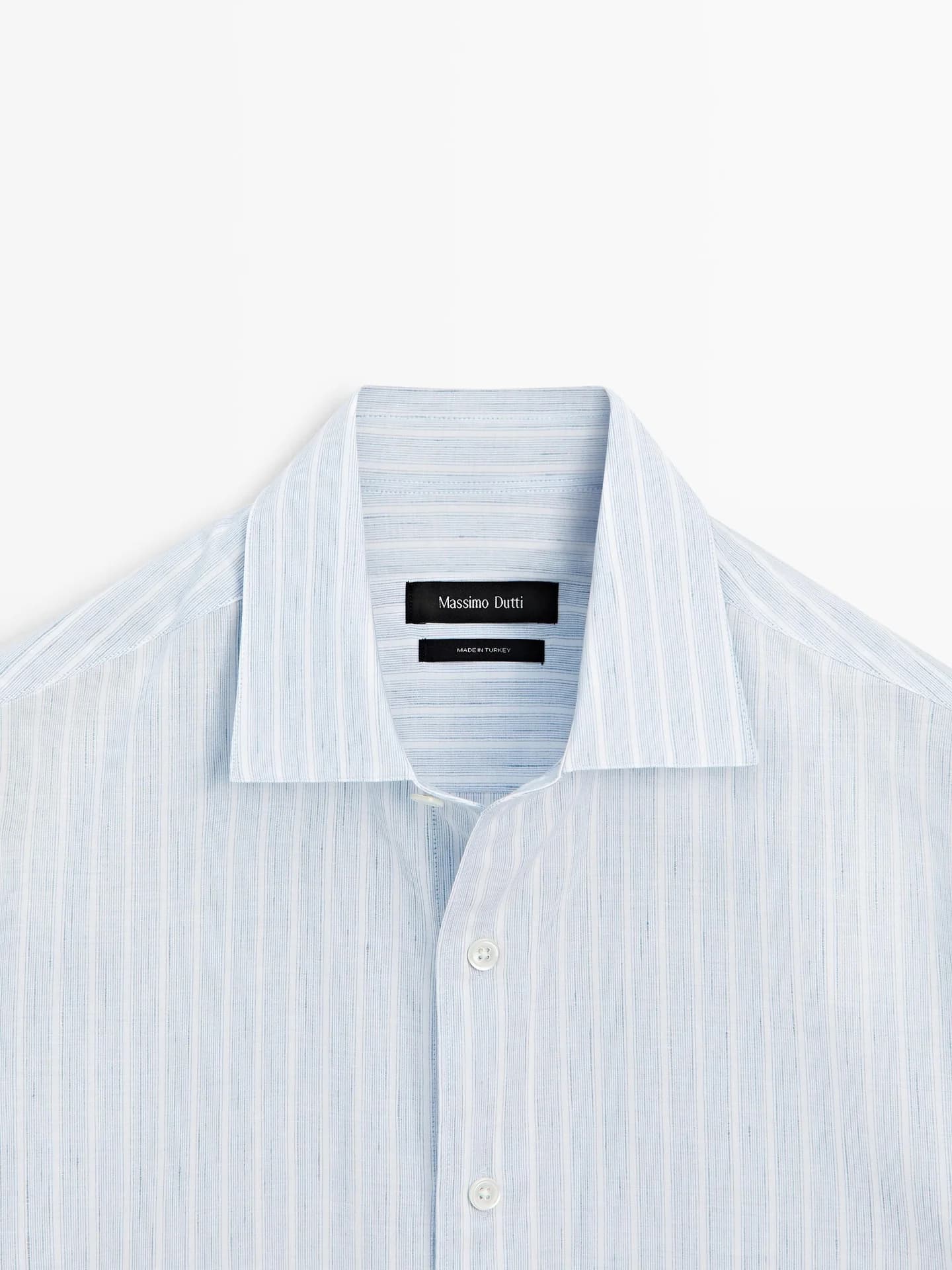 Полосатая рубашка из смесового хлопка - фото 9