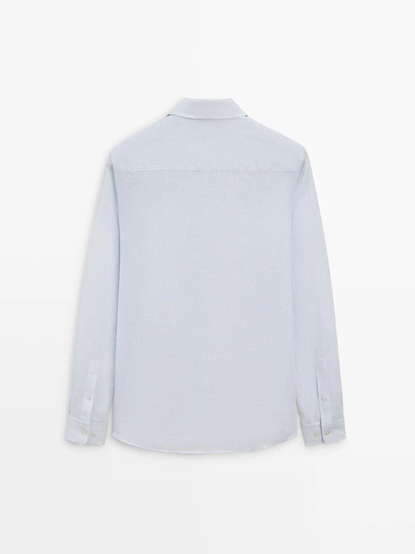 Полосатая льняная рубашка - фото 10