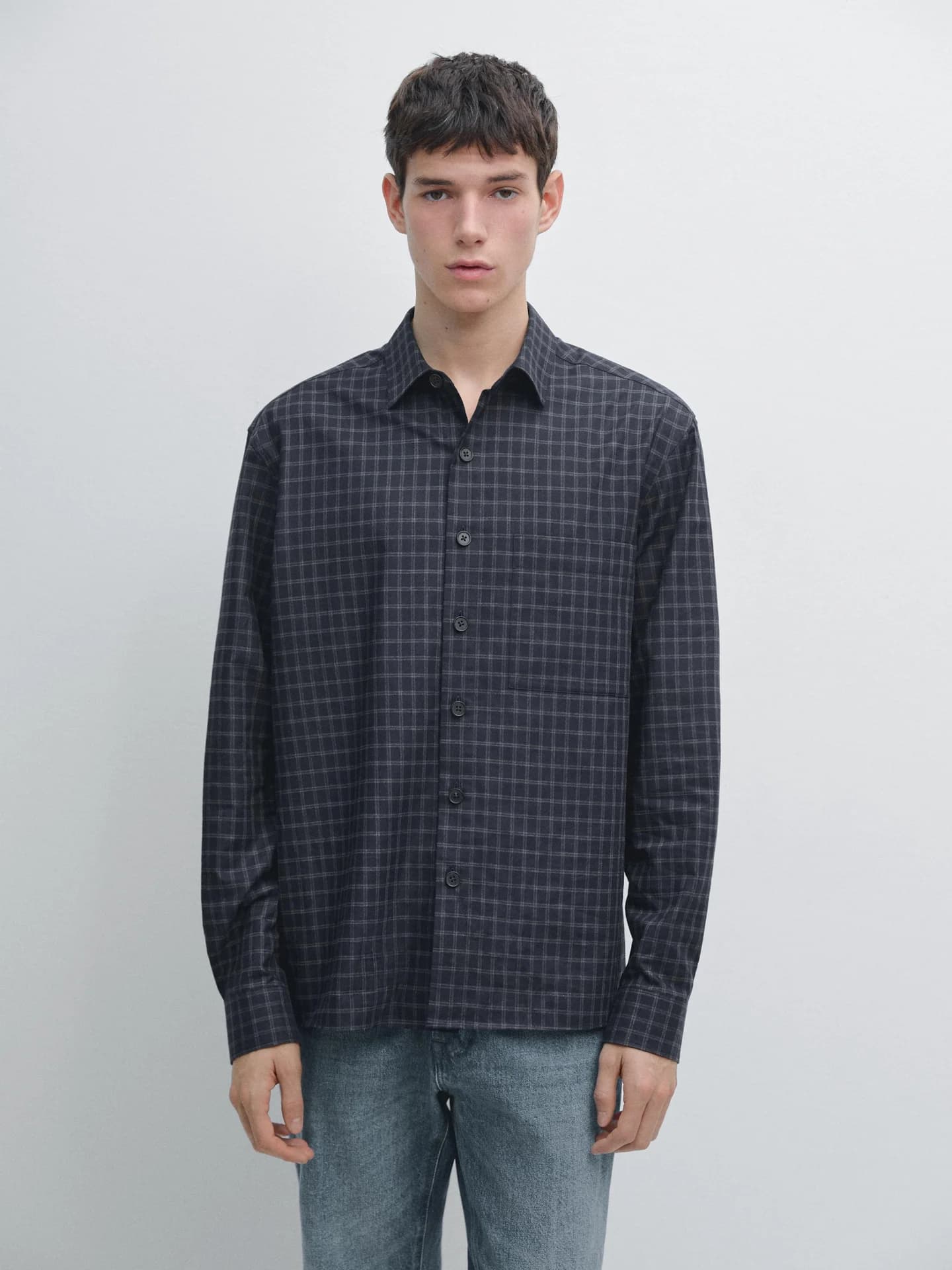 клетчатая рубашка свободного кроя - фото 2