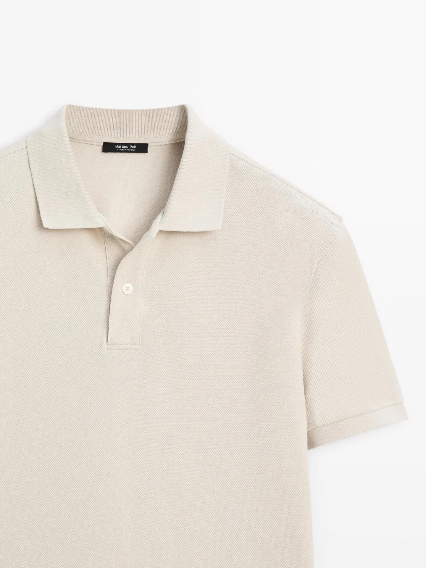 Хлопковая рубашка-поло с тонкой текстурой - фото 3